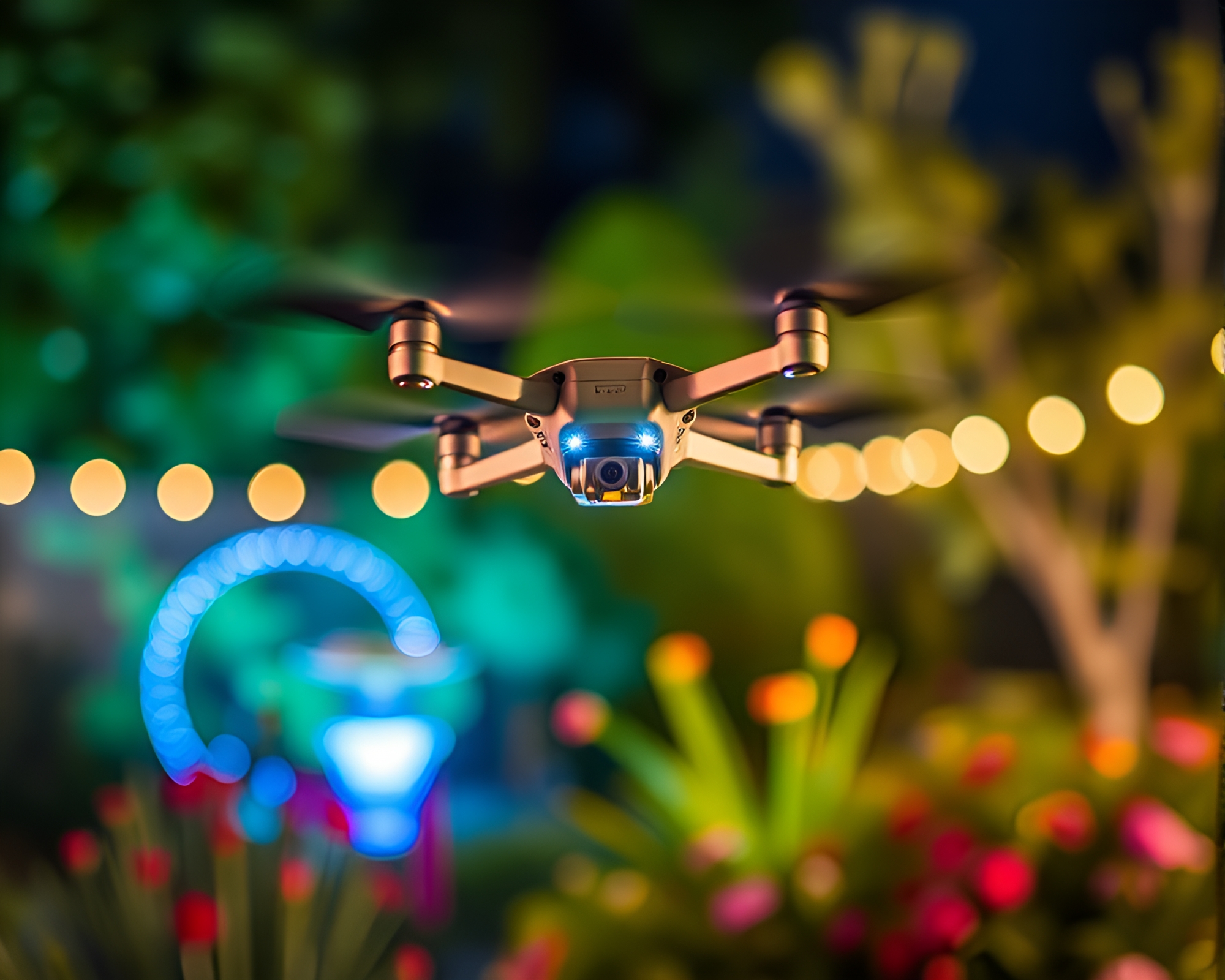 Vibrant Gardener Dronescape: Ethereal Time-Lapse Bokeh Flight – free AI stock image