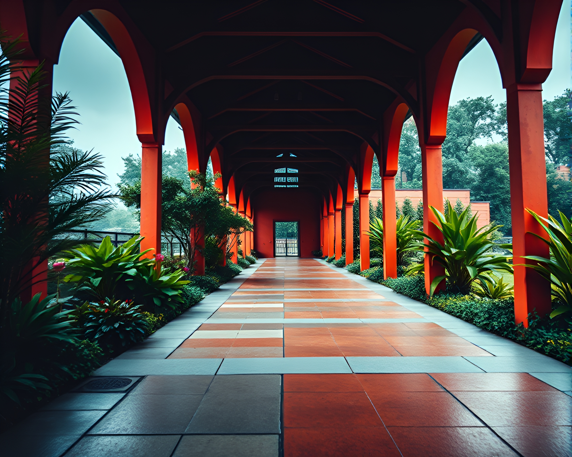 Enigmatic Windy Garden Path Merge Composition – free AI stock image