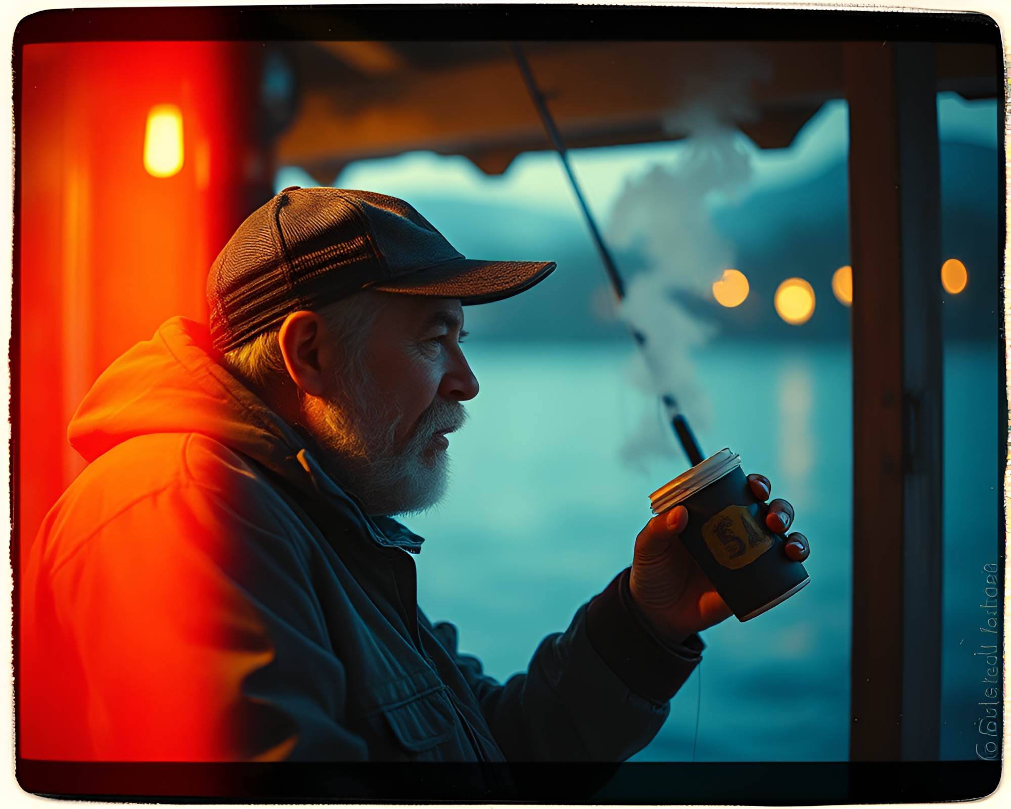 Fisherman’s Morning Brew by the Ocean – free AI stock image