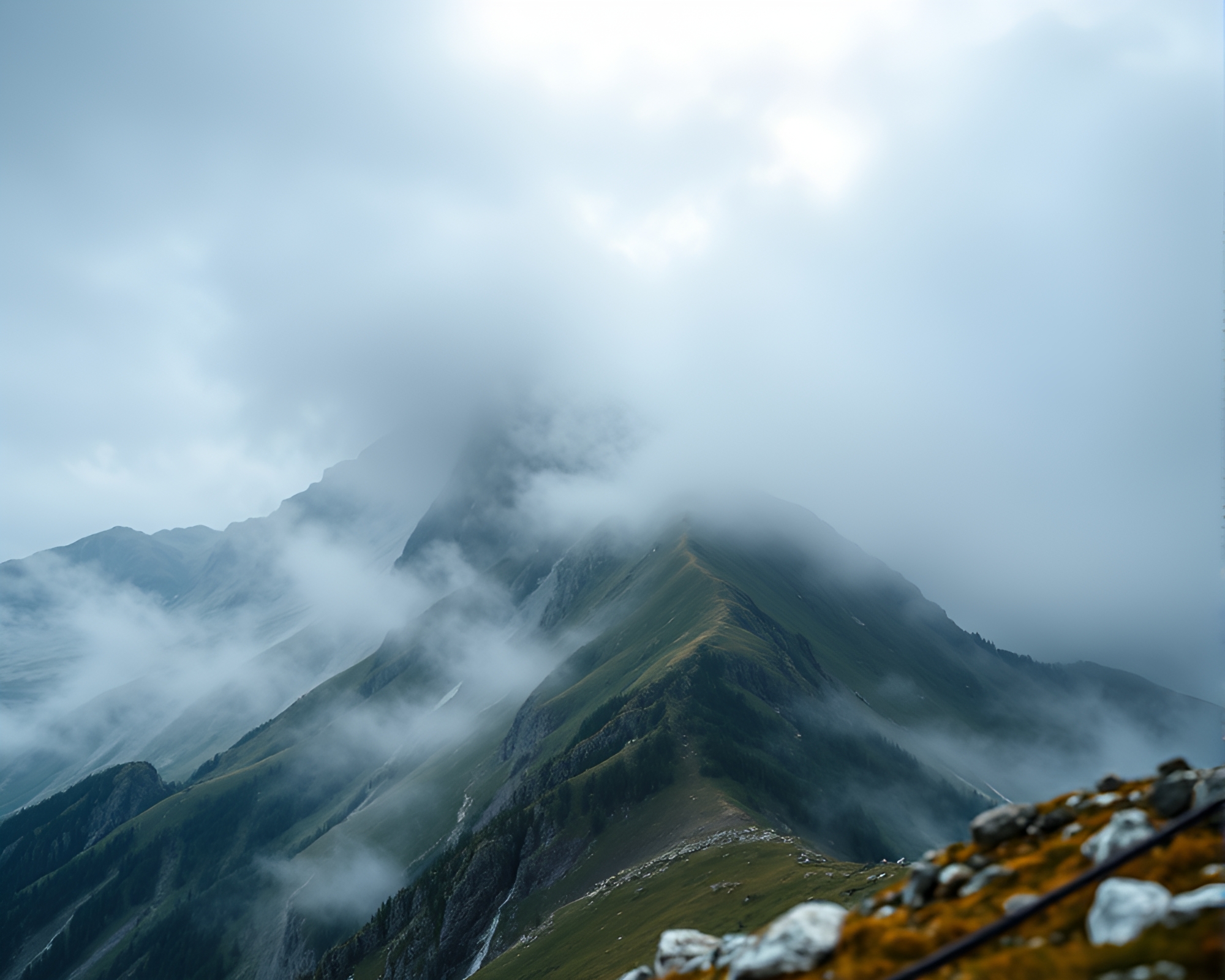 Misty Mountain Peak Shrouded in HDR Elegance – free AI stock image