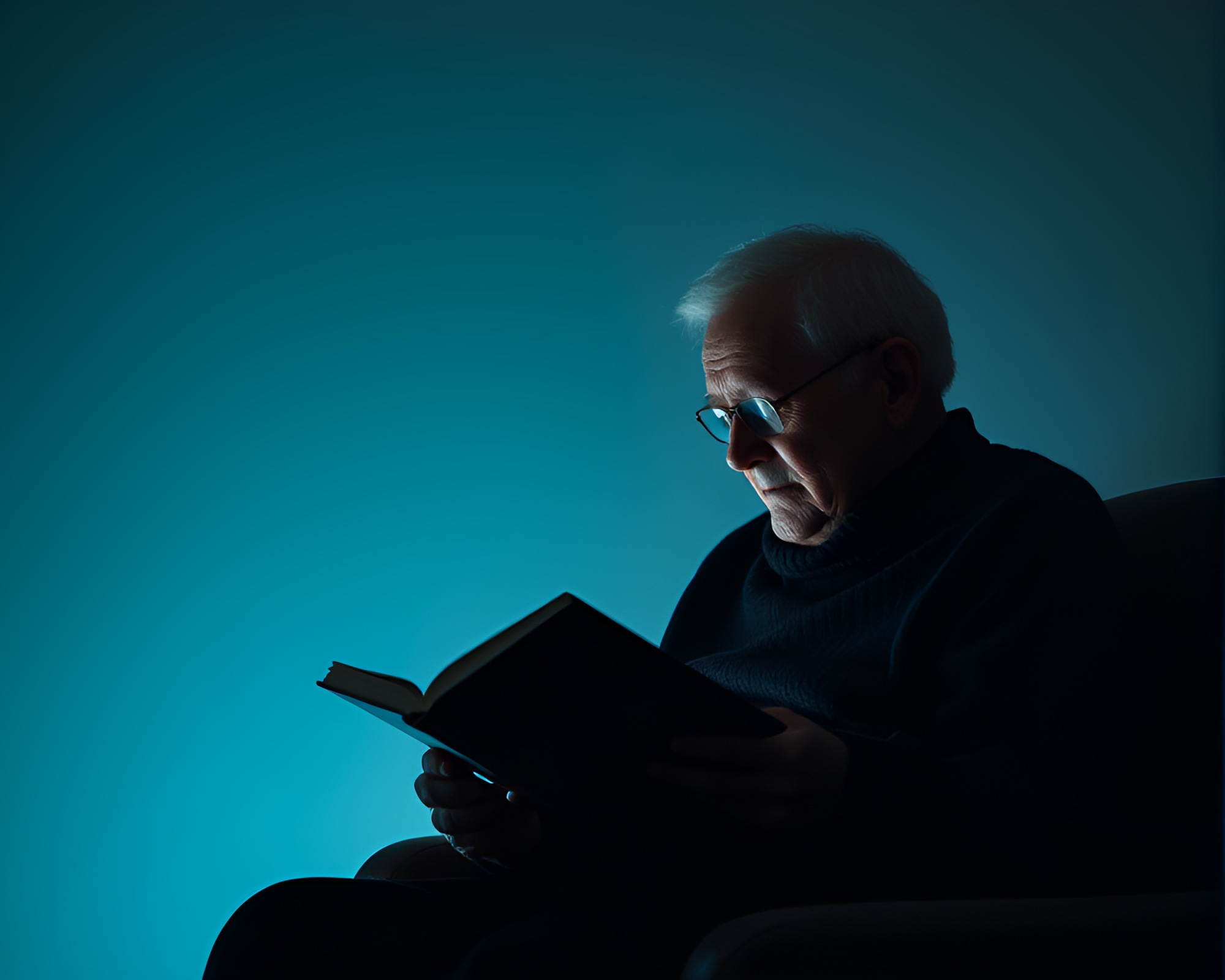 Elderly Reading in Silhouette: Minimalist HDR Long Exposure – free AI stock image