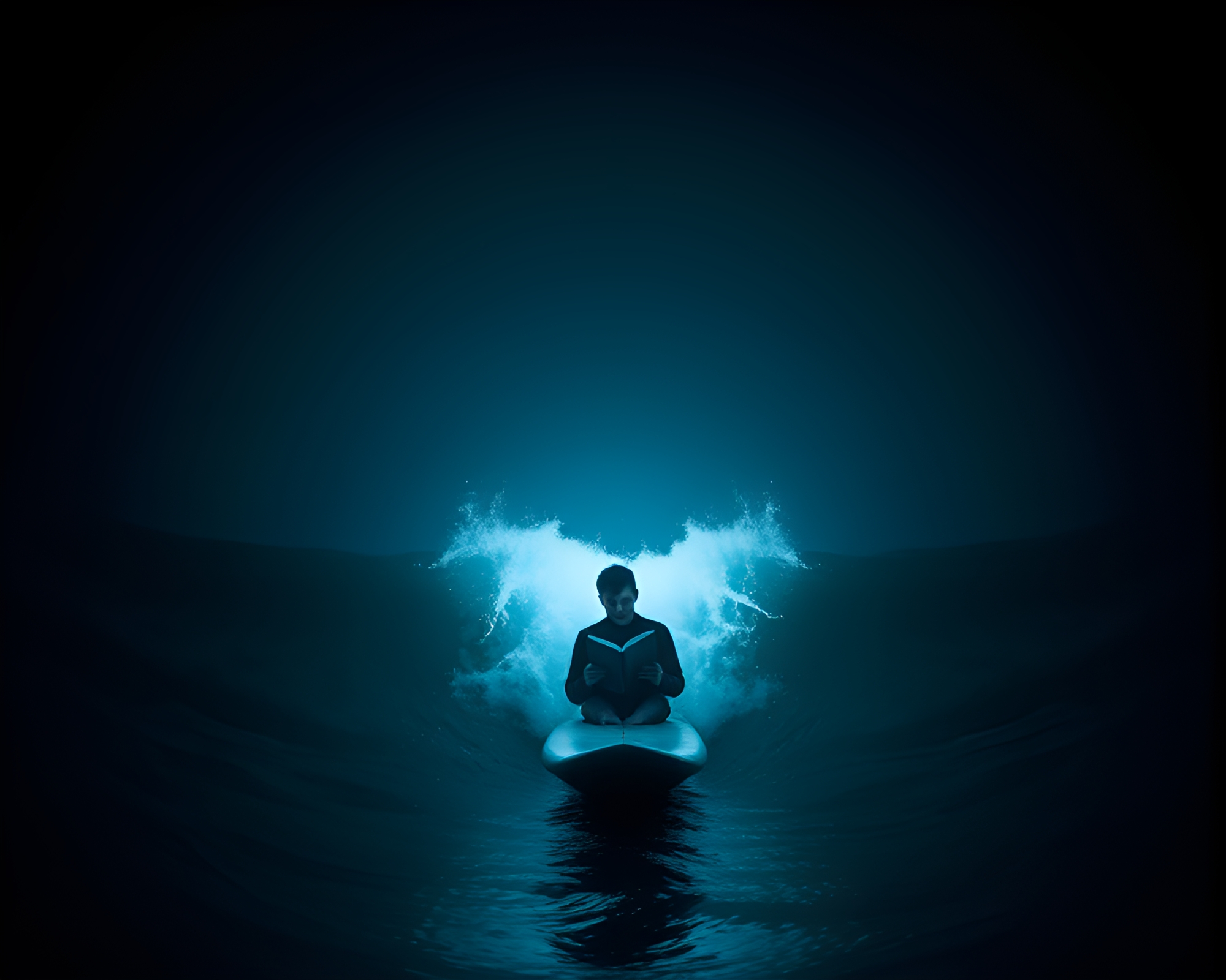 Dark and Dreamy Surfer: Wildlife Photography Style – free AI stock image