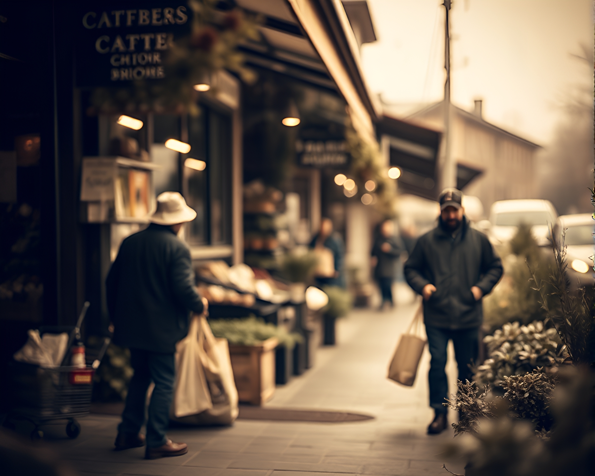 Gardener’s Dream: Shopping in Sepia Mystery – free AI stock image