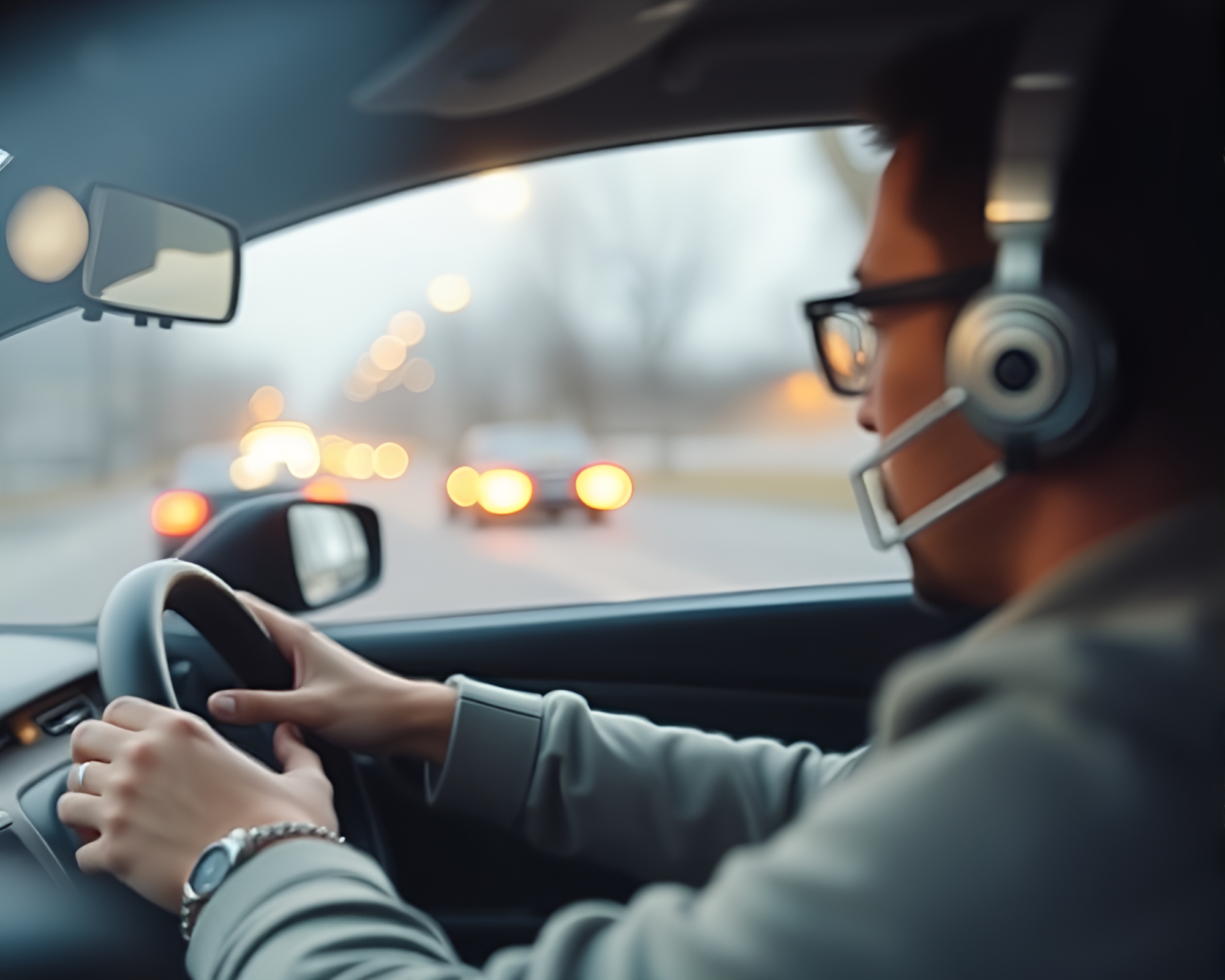 Chaos at the Cafe: Barista Racing Through Bokeh Streets – free AI stock image