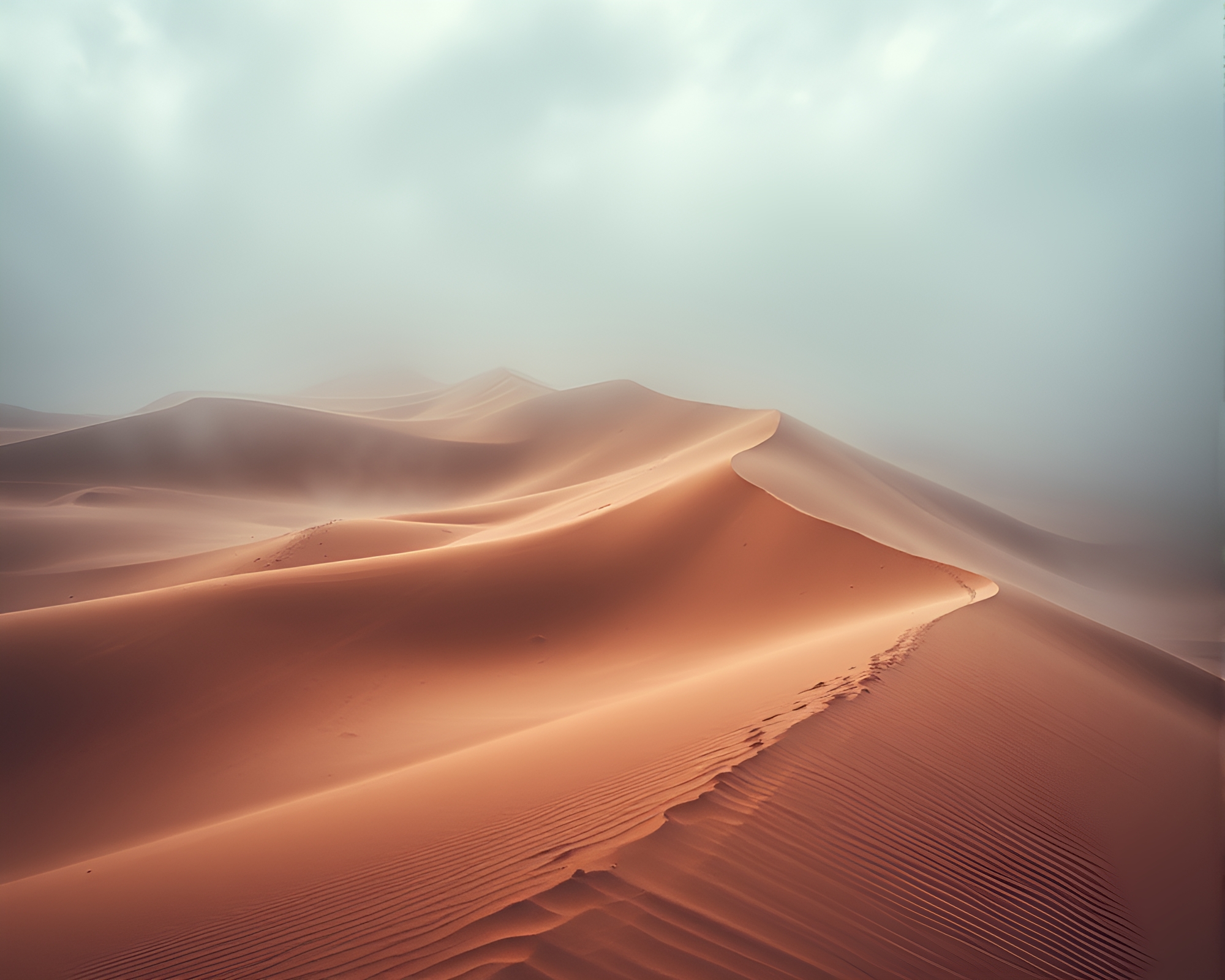 Misty Dunes: Panoramic HDR Sand Dune Frame – free AI stock image