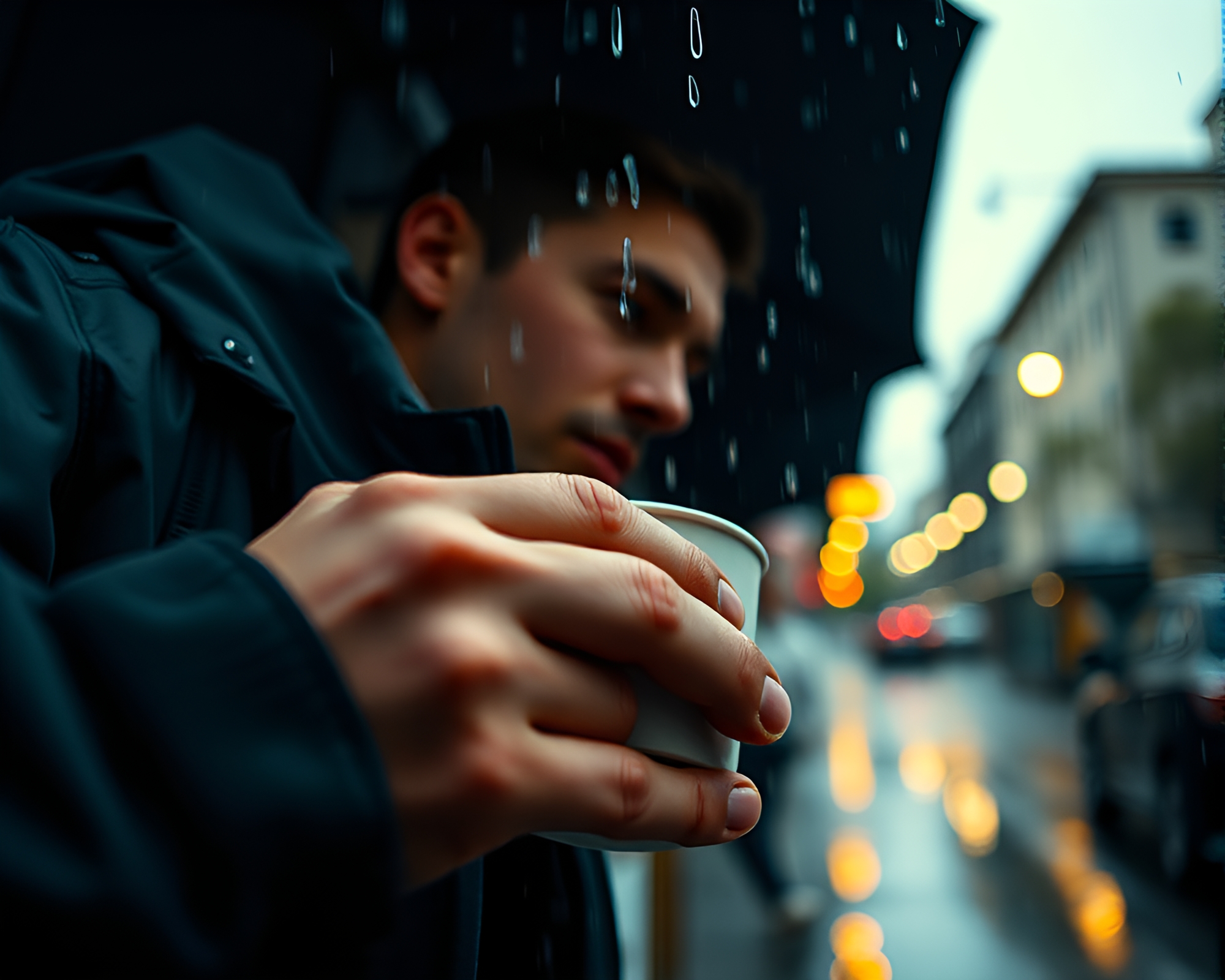 Rainy Day Coffee Break with Focus Stacking – free AI stock image