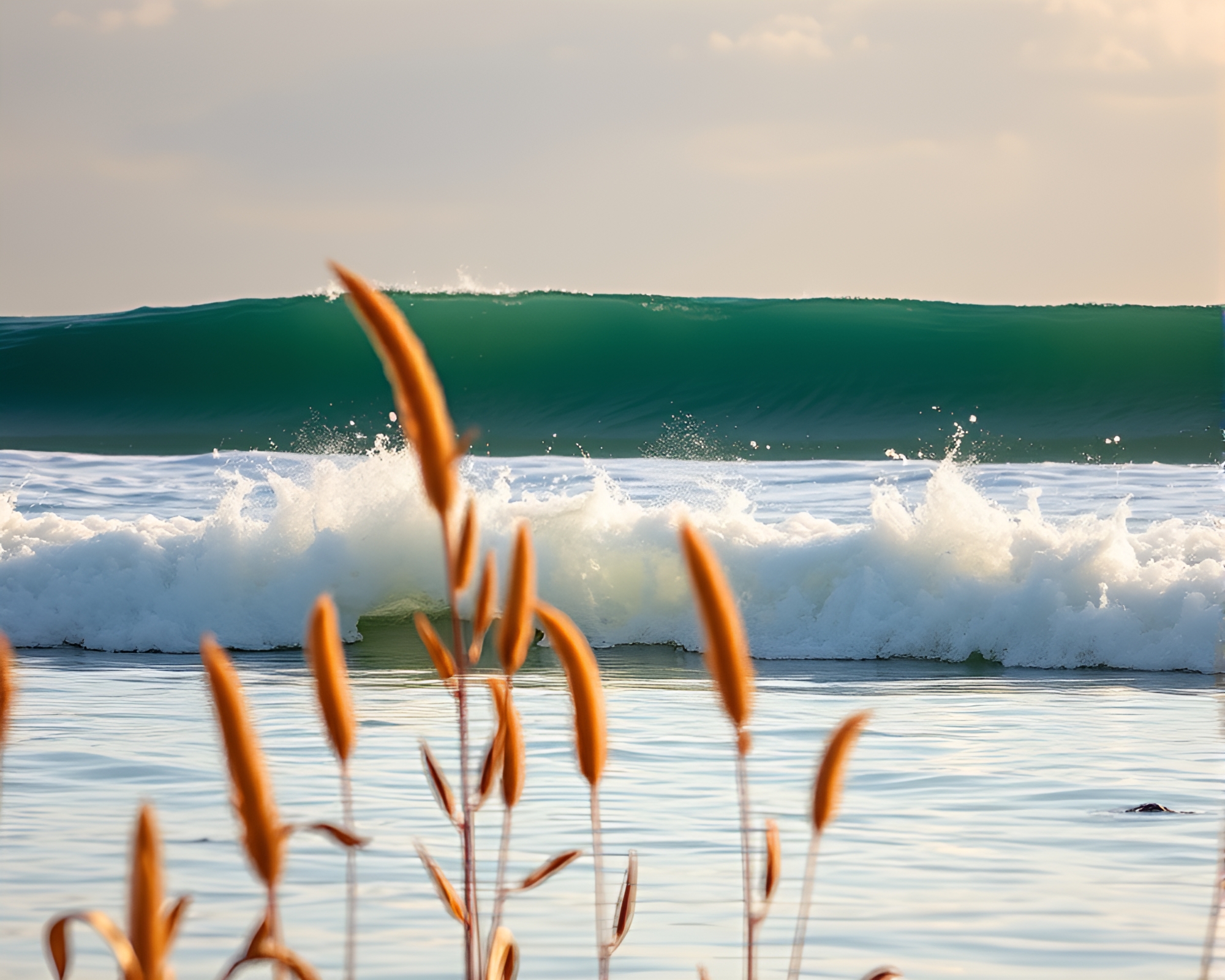 Surfer’s Oasis: Vibrant Sunset Serenity – free AI stock image