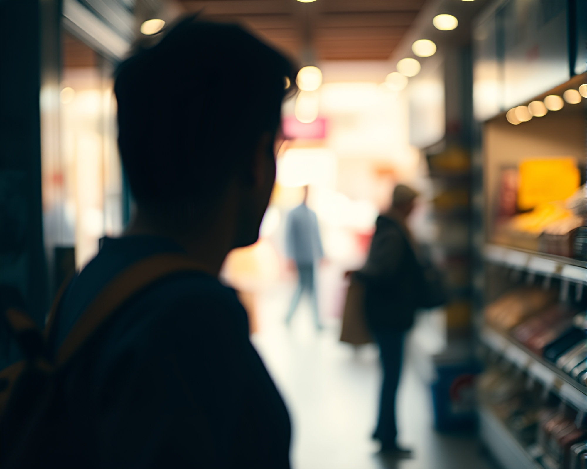 Enigmatic Grocery Shopping at Sunset Silhouette – free AI stock image