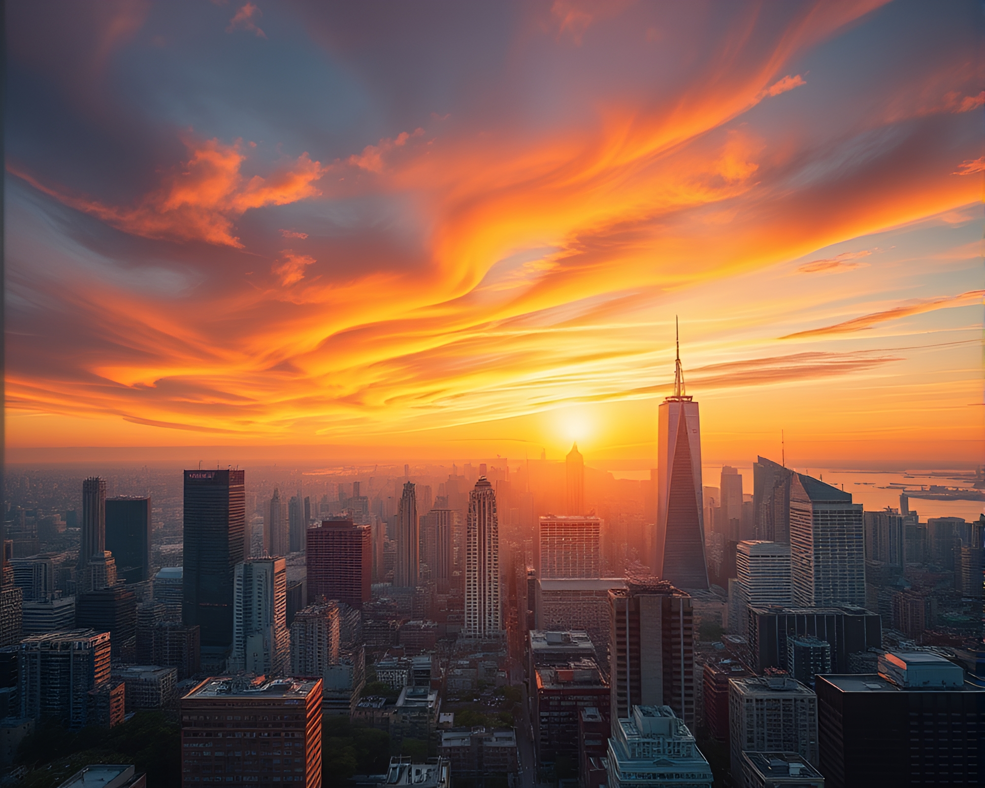 Urban Windy Skyline with Golden Ratio Emphasis – free AI stock image