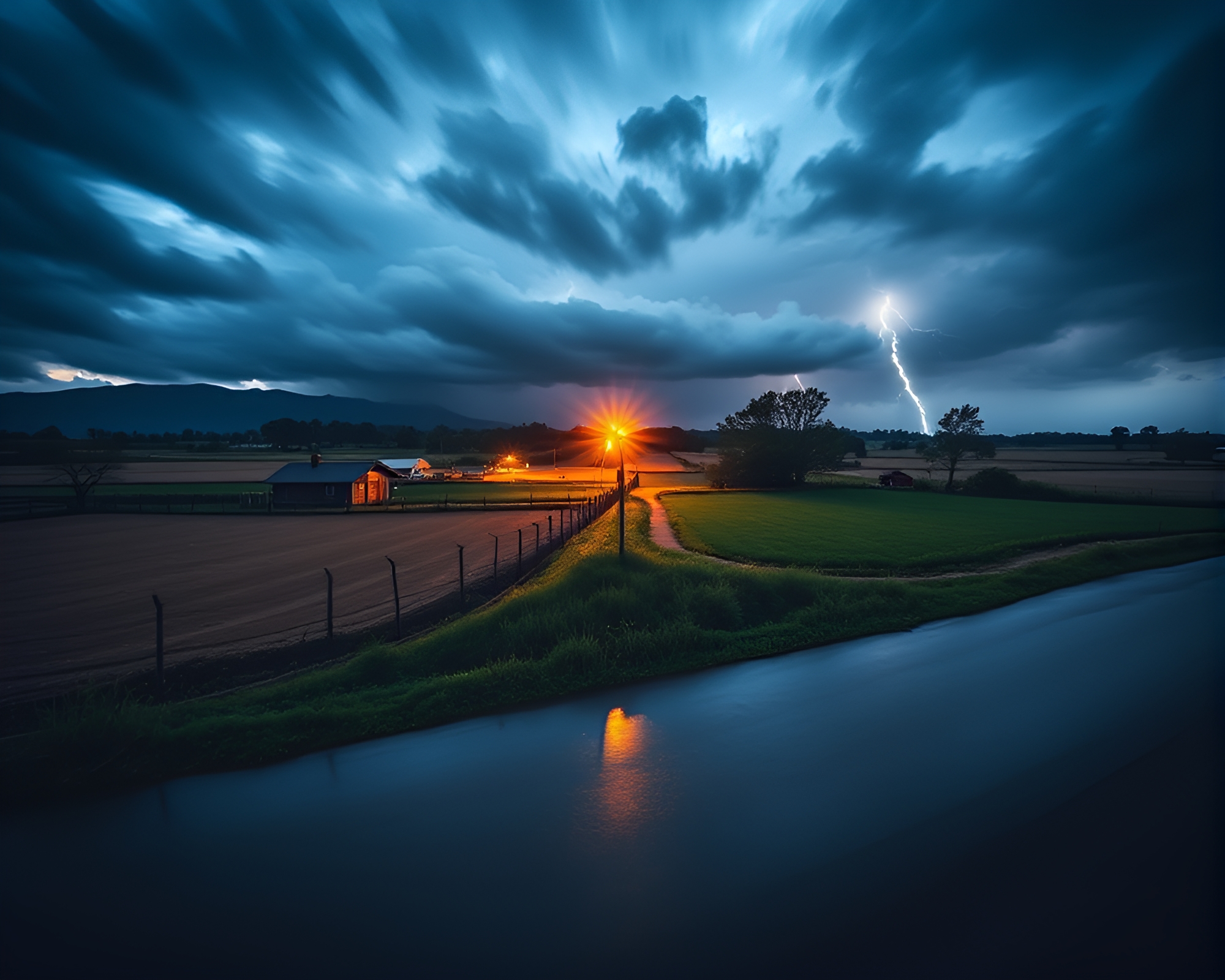 Stormy Rural Landscape Captured with Fast Shutter Speed – free AI stock image