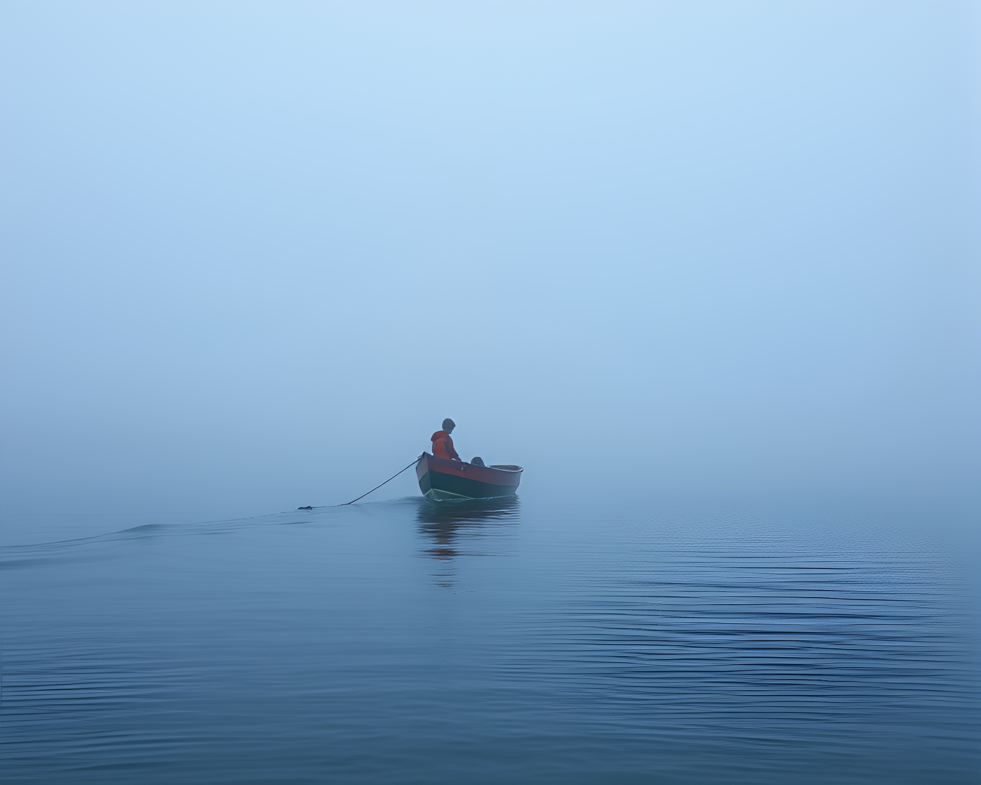 Child Sailing Boat in Foggy Pastel Dream – free AI stock image