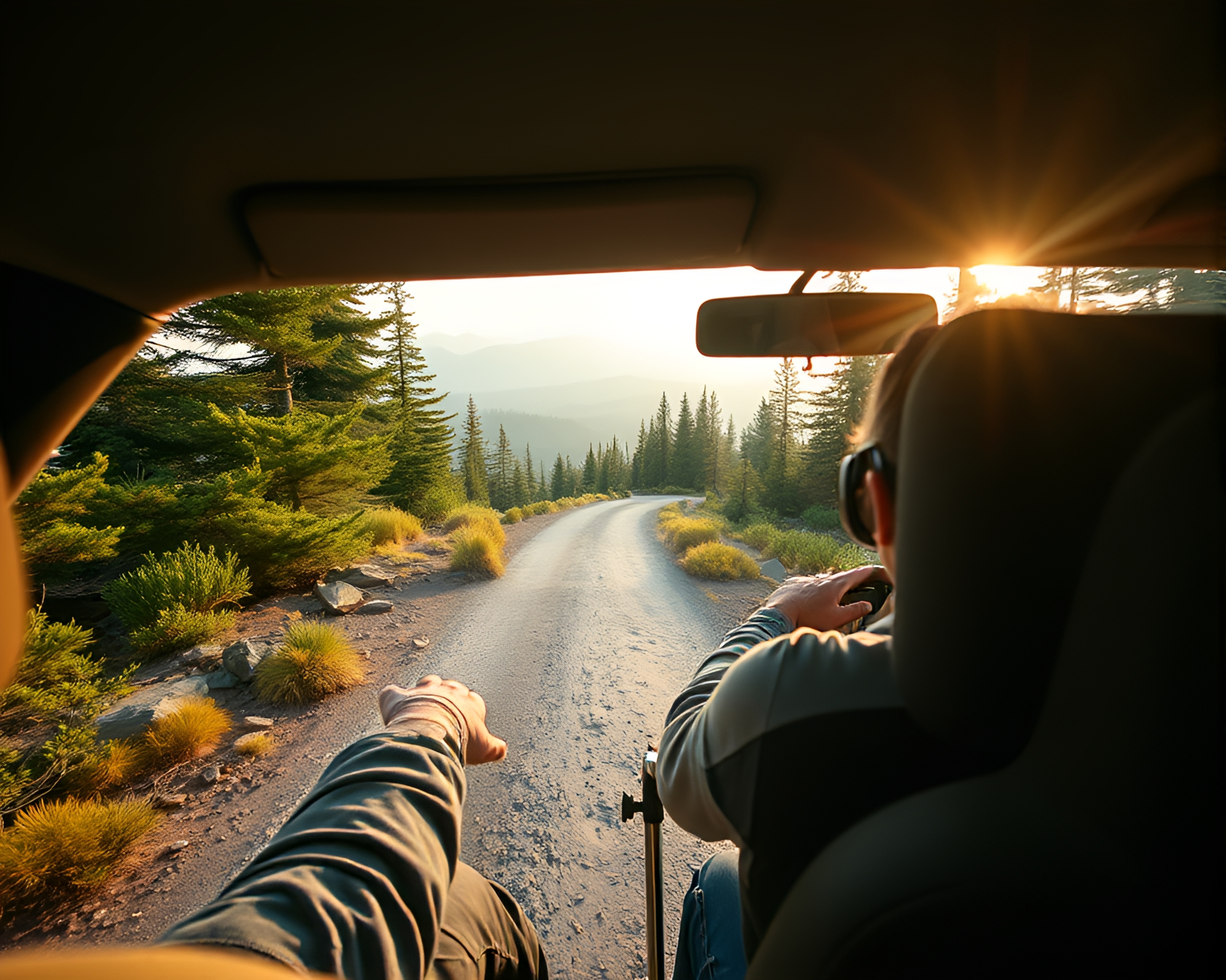 Hiker’s Aerial Drive in Intense Peaceful Wilderness – free AI stock image