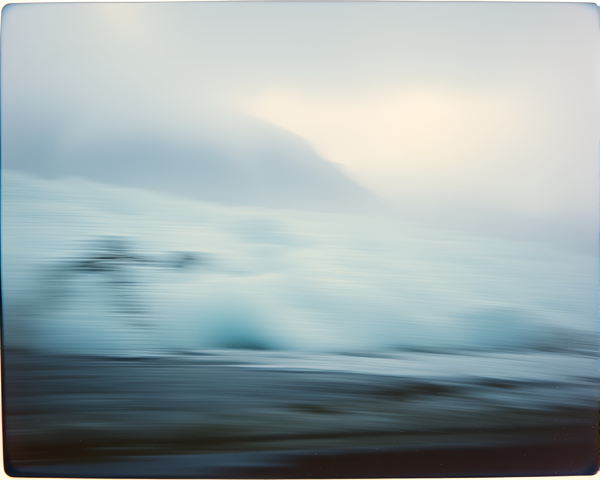 Misty Glacier Fields in Rainy Polaroid Blur – free AI stock image