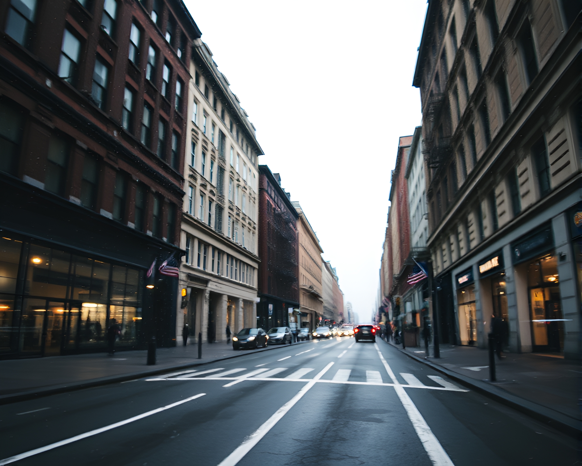 Symmetrical City Street in Overcast Nostalgia – free AI stock image