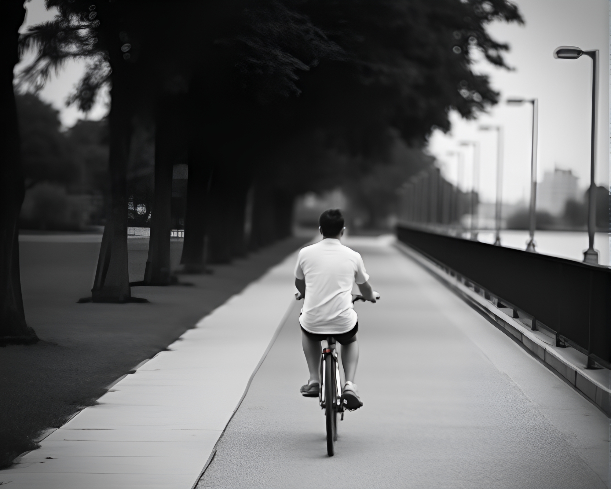 Ethereal Bicycle Journey in Monochrome Serenity – free AI stock image