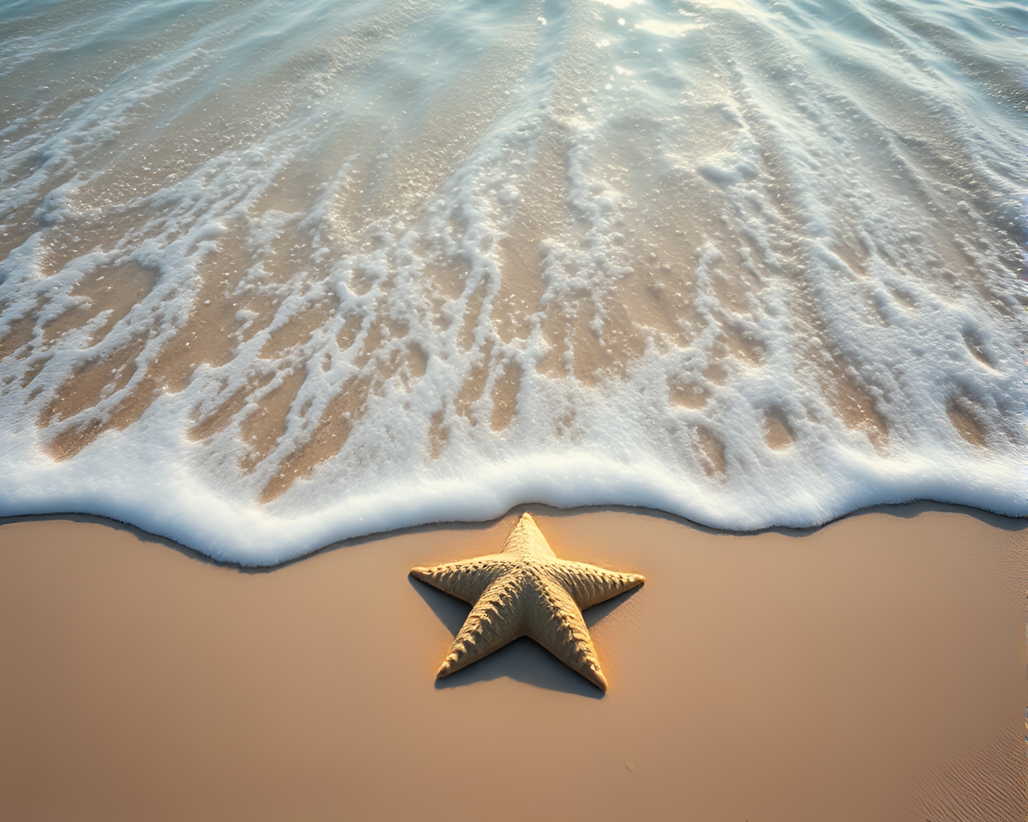 Starry Beach Shore Symmetry with Dreamy Lighting – free AI stock image