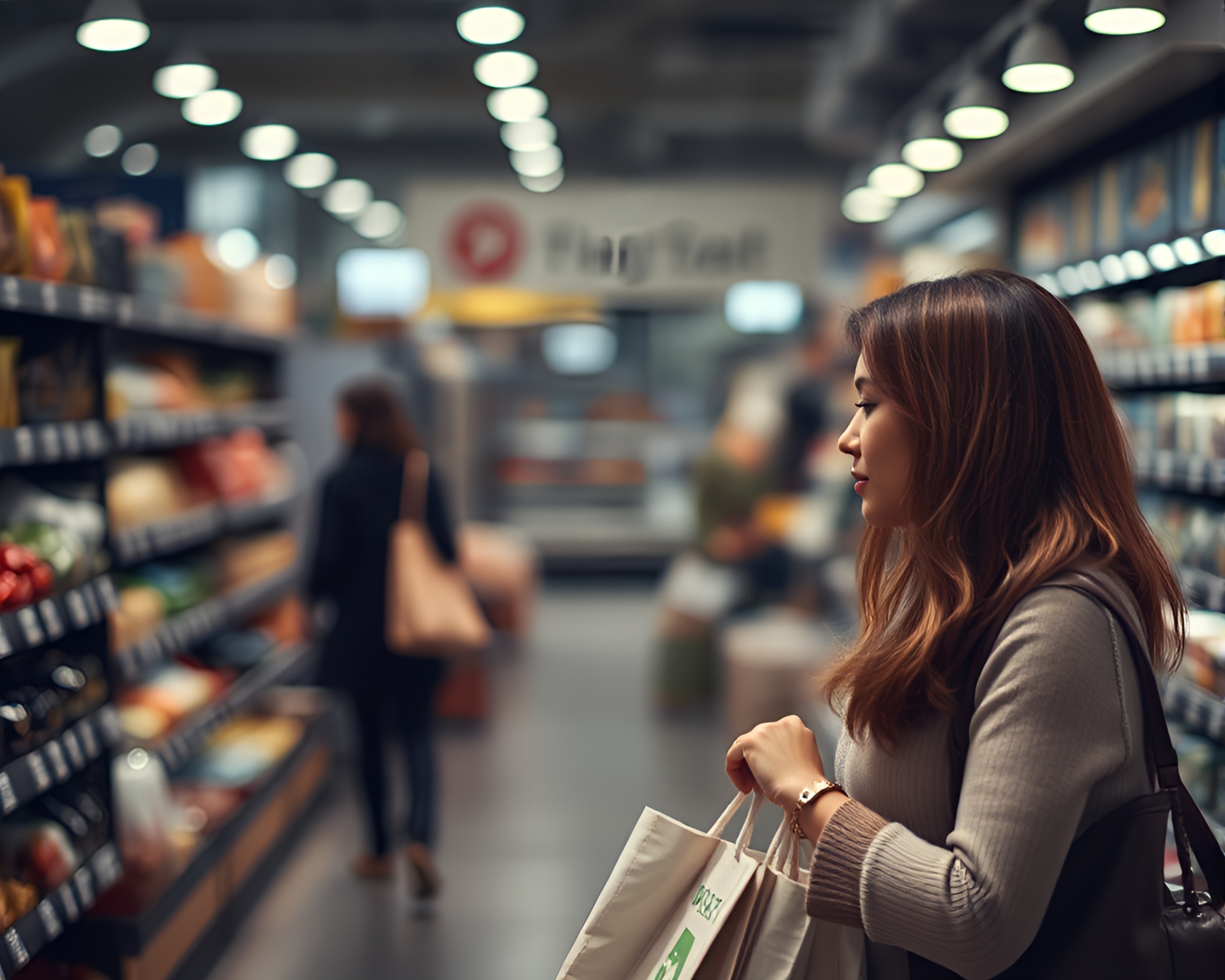 Dramatic Tranquility: Woman Shopping in Nature’s Embrace – free AI stock image