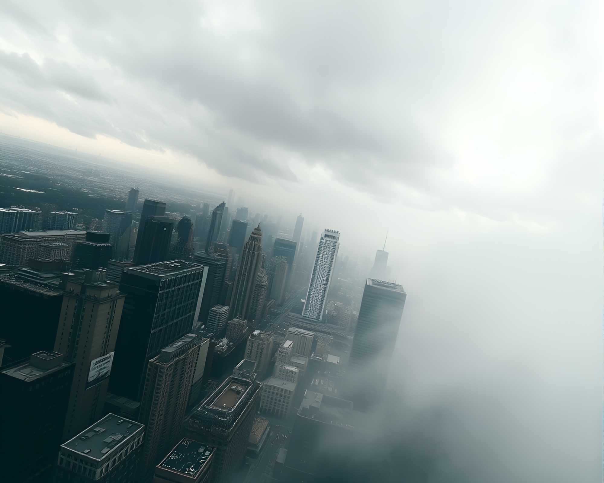 Enigmatic Overcast Urban Skyline: A Digital Perspective – free AI stock image