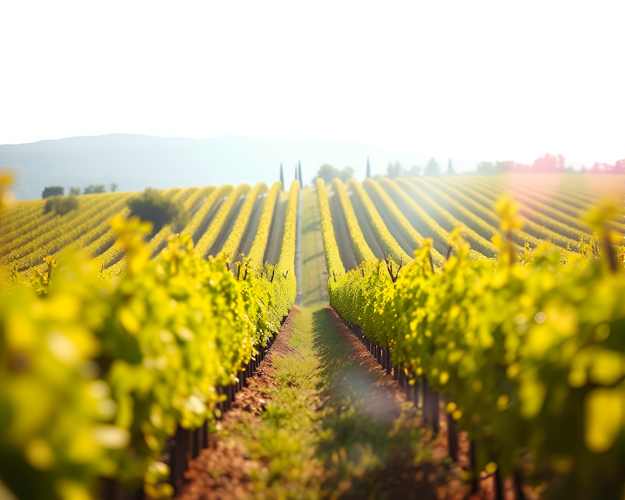 Sunny Vineyard Double Exposure Overlays in Maximalist Digital Composition – free AI stock image