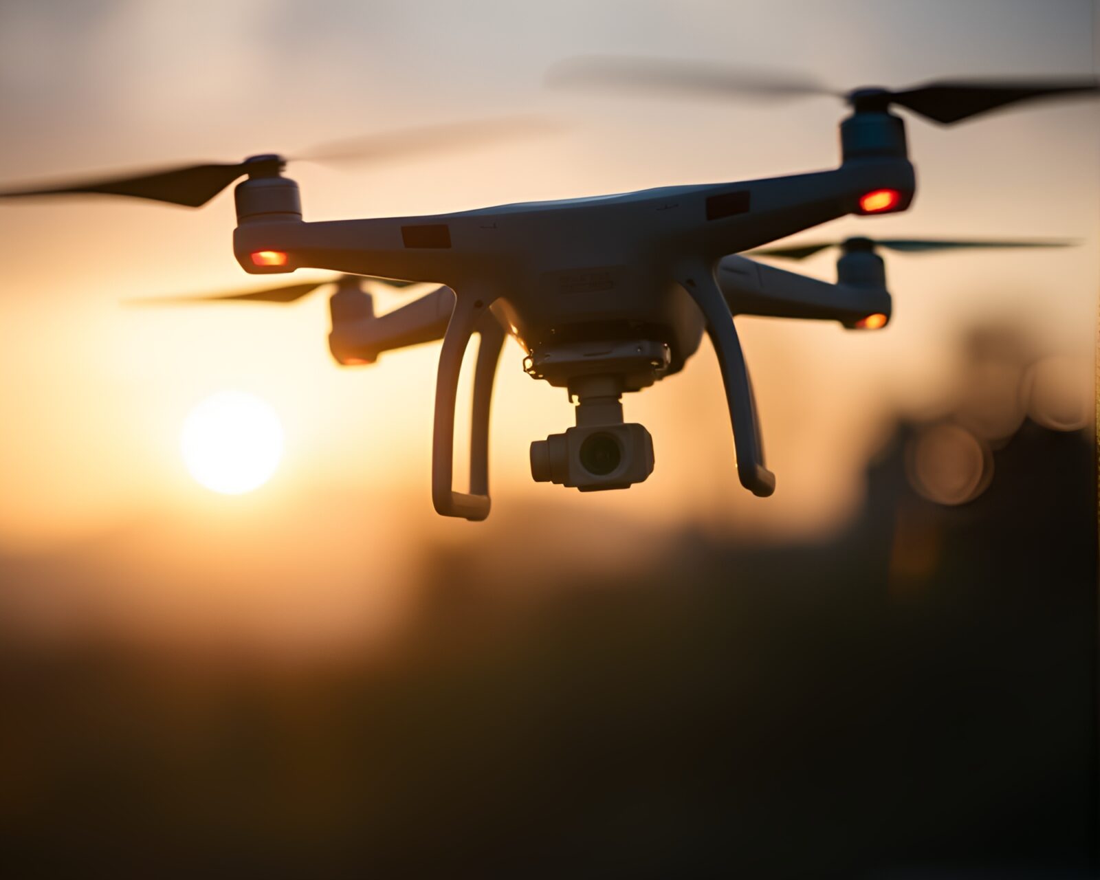 Aerial view of photographer flying drone in peaceful, serene setting
