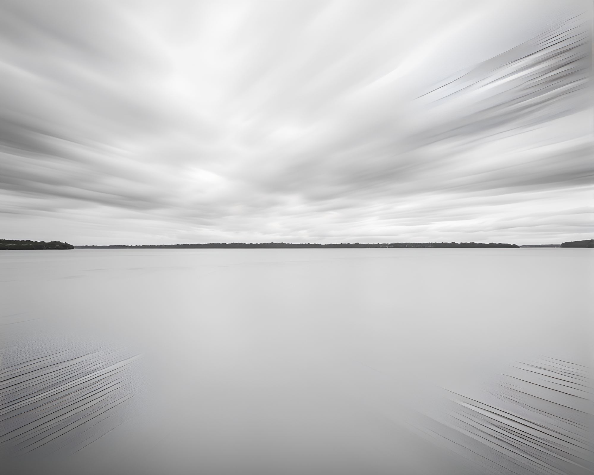 Serenity at Windy Lake: Monochrome Symmetry – free AI stock image