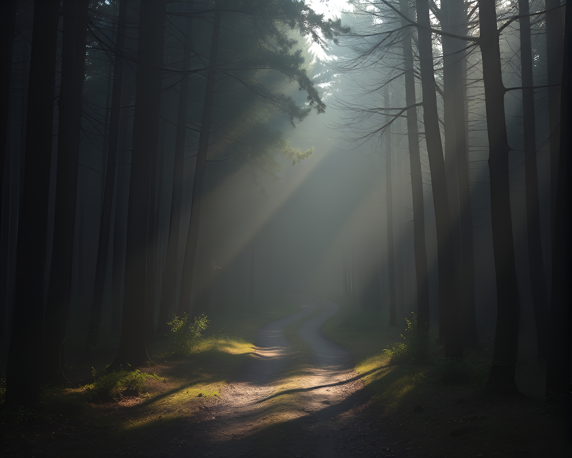 Enchanting Forest Path Through Negative Space – free AI stock image