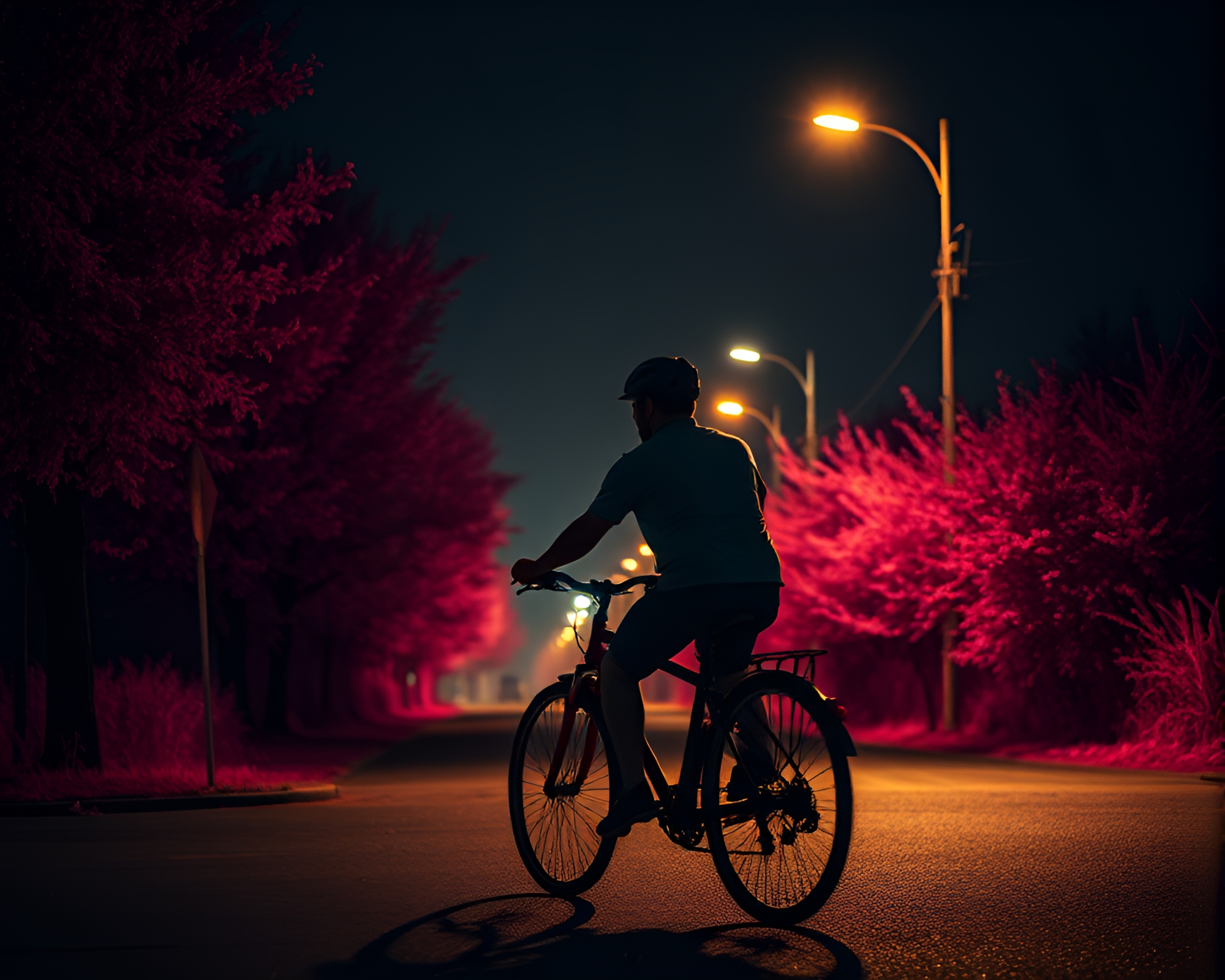 Ethereal Backlit Couple on Infrared Bicycle Ride – free AI stock image