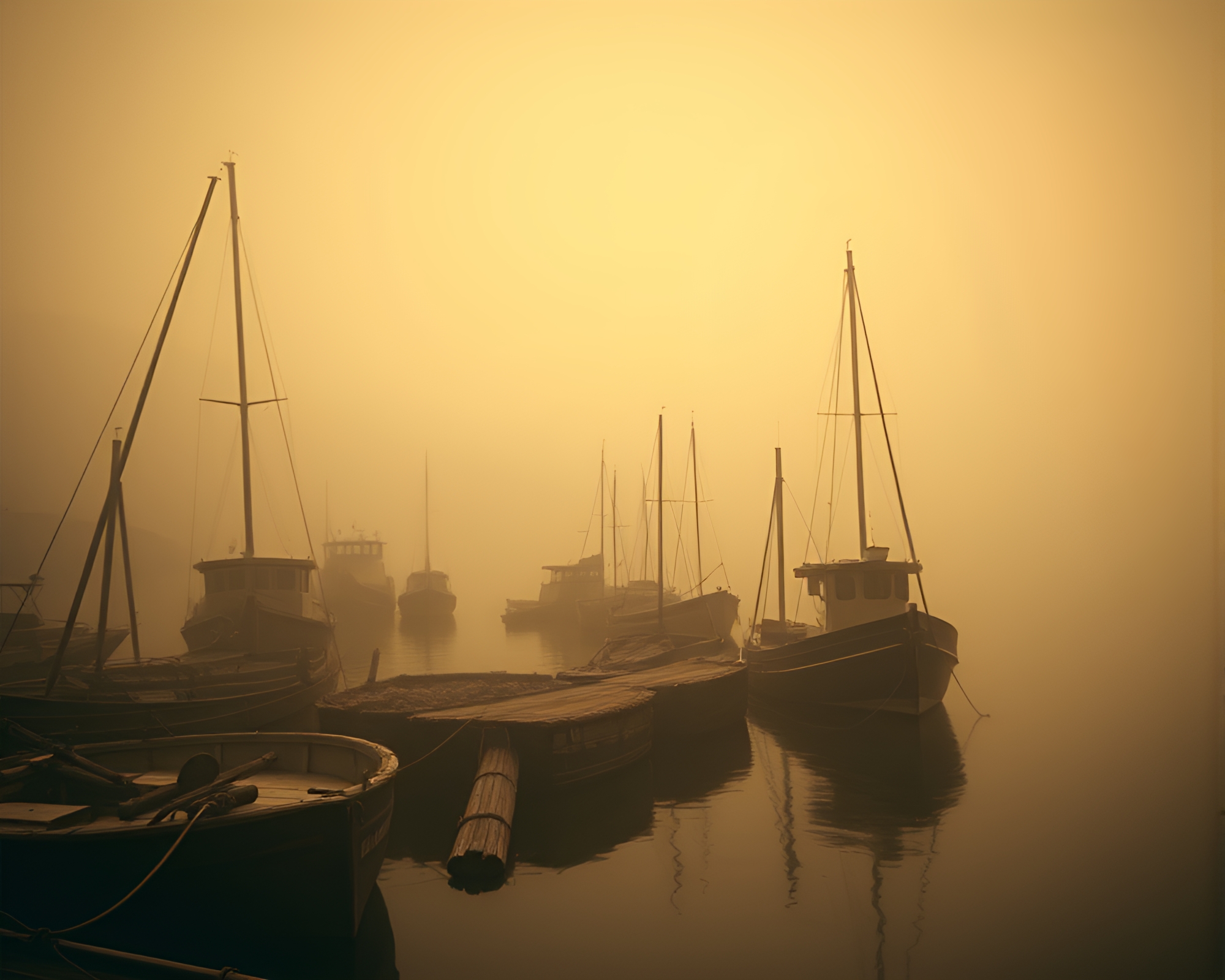 Misty Harbor: Exploring the Enigmatic Sepia Tones – free AI stock image