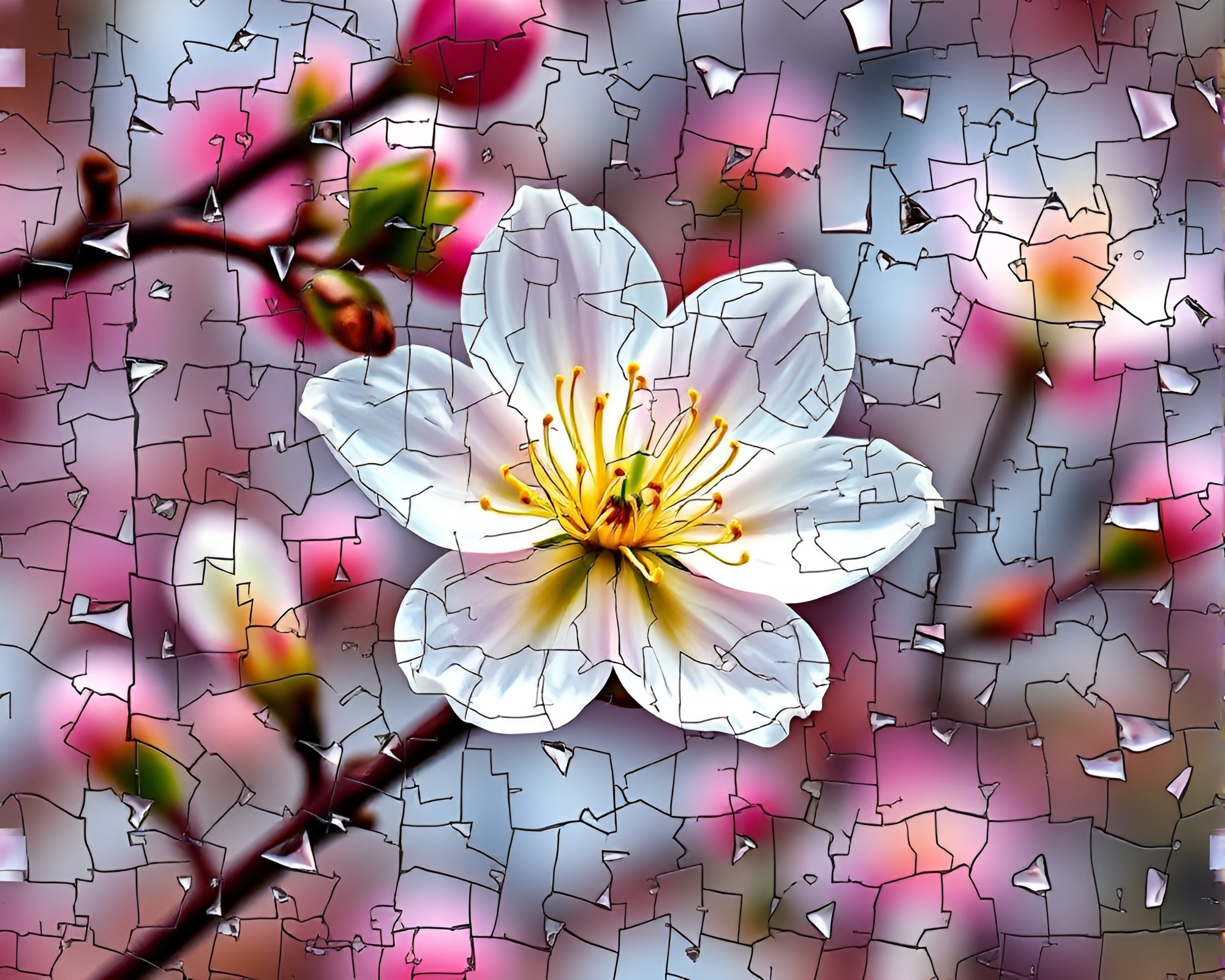 Spring Blossom Mosaic in HDR GAN Art – free AI stock image
