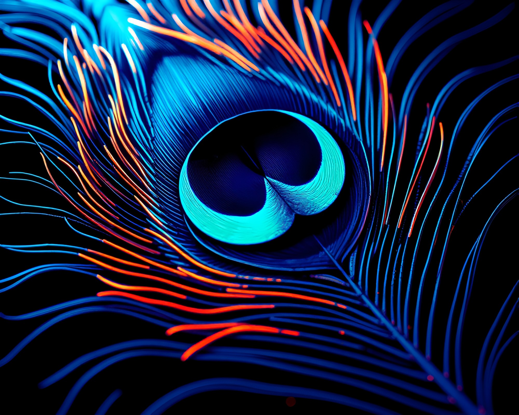 Enigmatic Neon Peacock: Future Style Illustration – free AI stock image