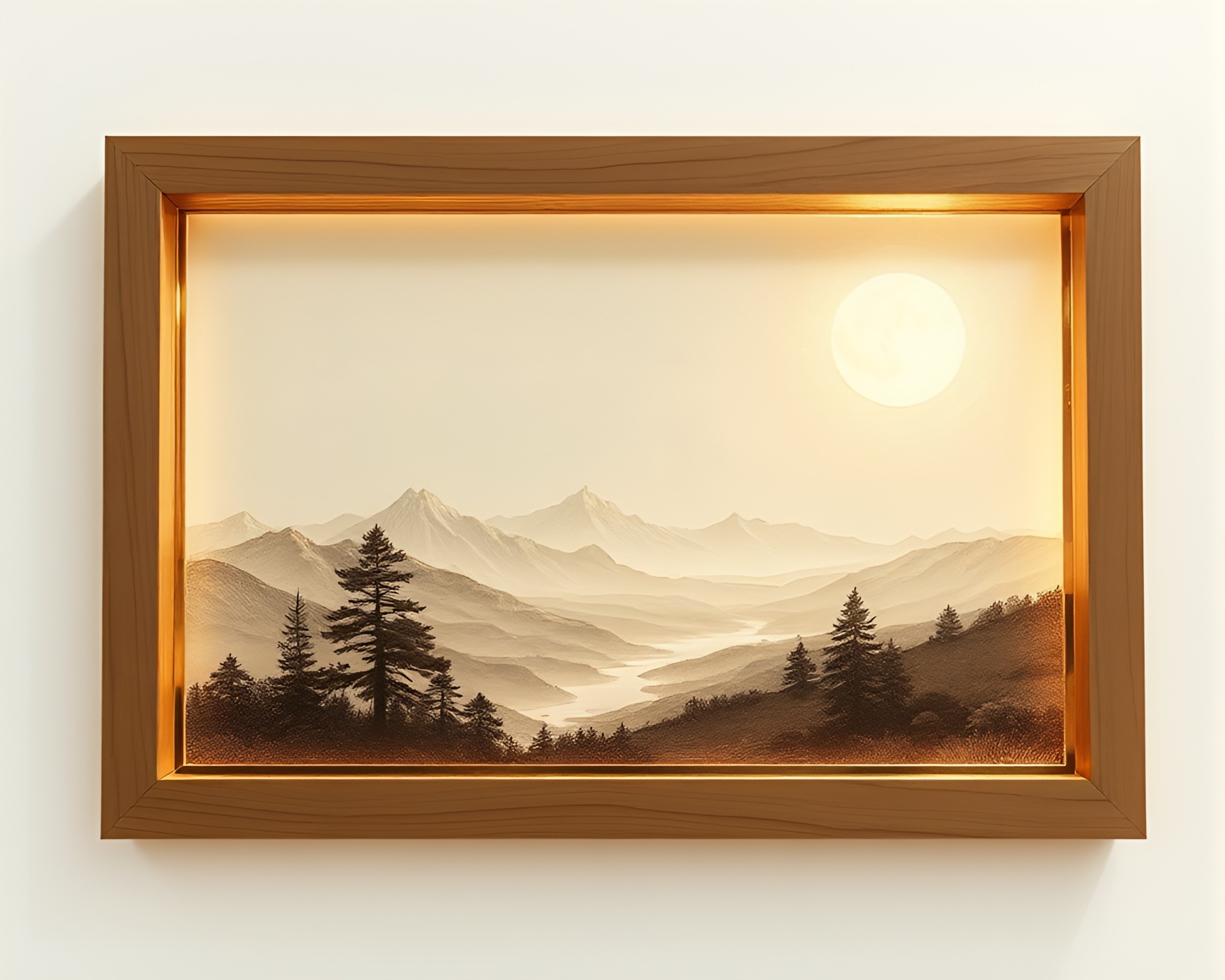 Time Traveler’s Holographic Landscape Etching – free AI stock image