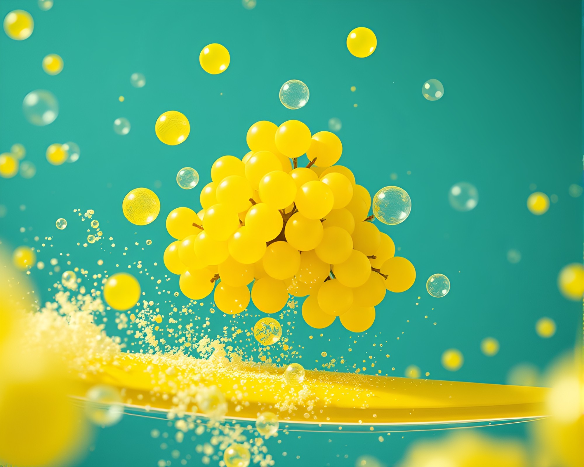 Lemon Zing Hoverboard Bubble Cluster Pop Art – free AI stock image