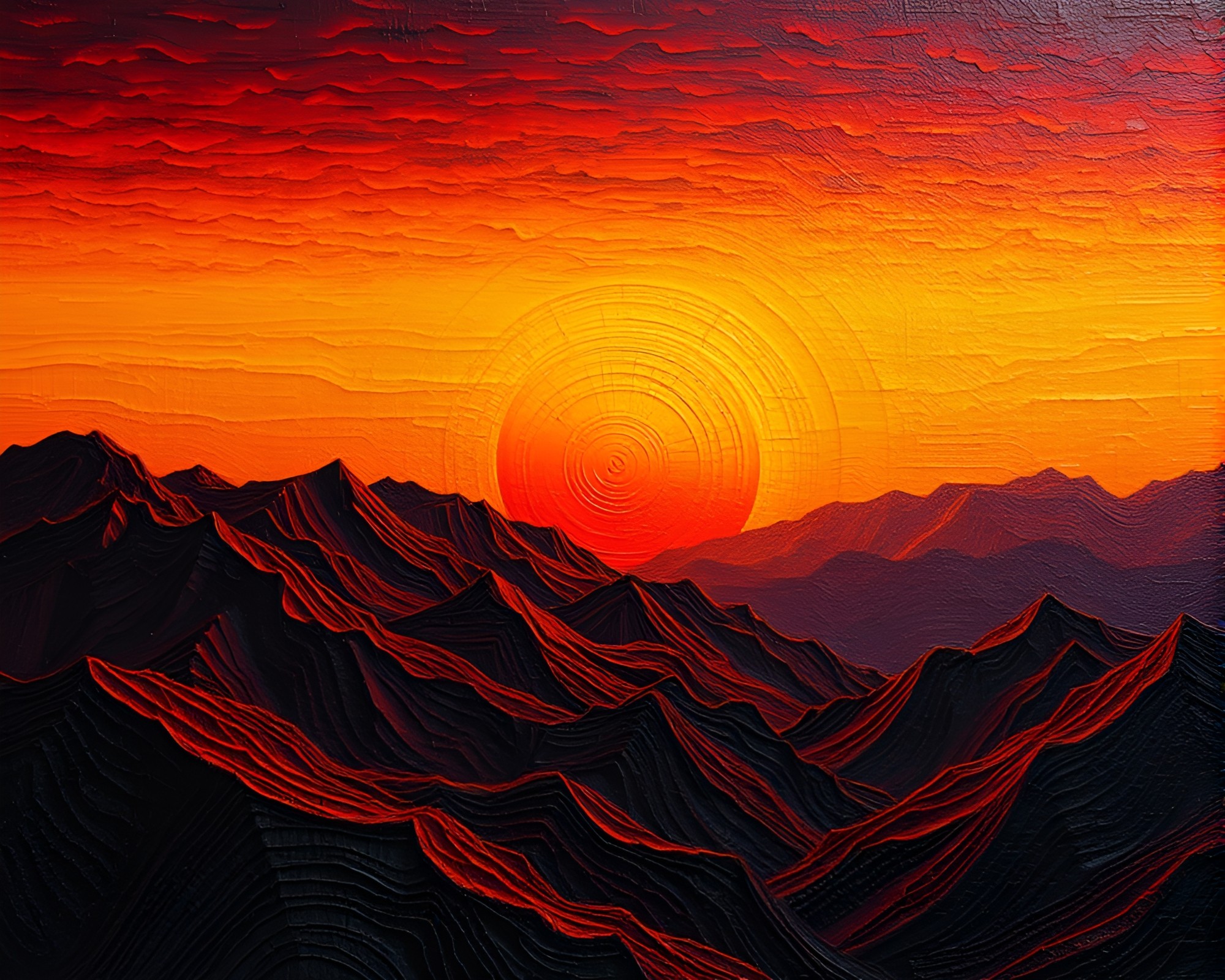 Mind Palace Sunset Impasto Particle Simulation – free AI stock image