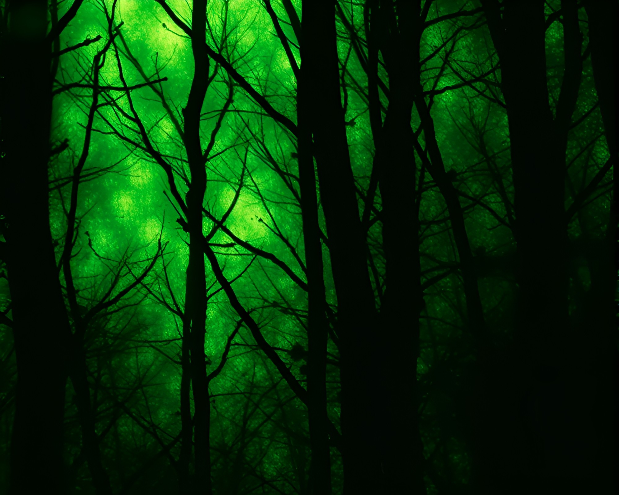 Enchanted Green Microscopic World in Charcoal Halftone – free AI stock image