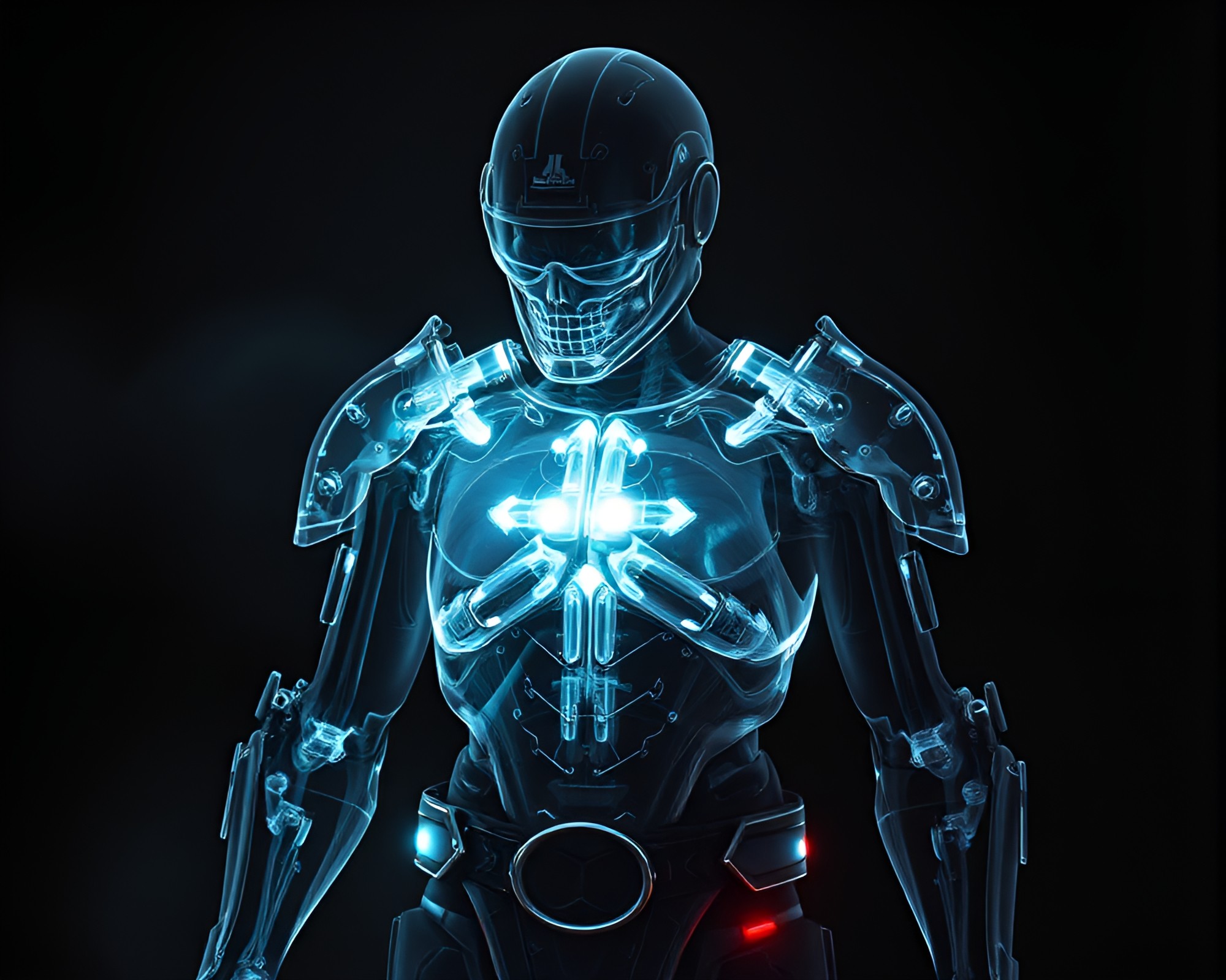 Warrior’s X-ray Double Exposure Armor in Low-key Lighting – free AI stock image
