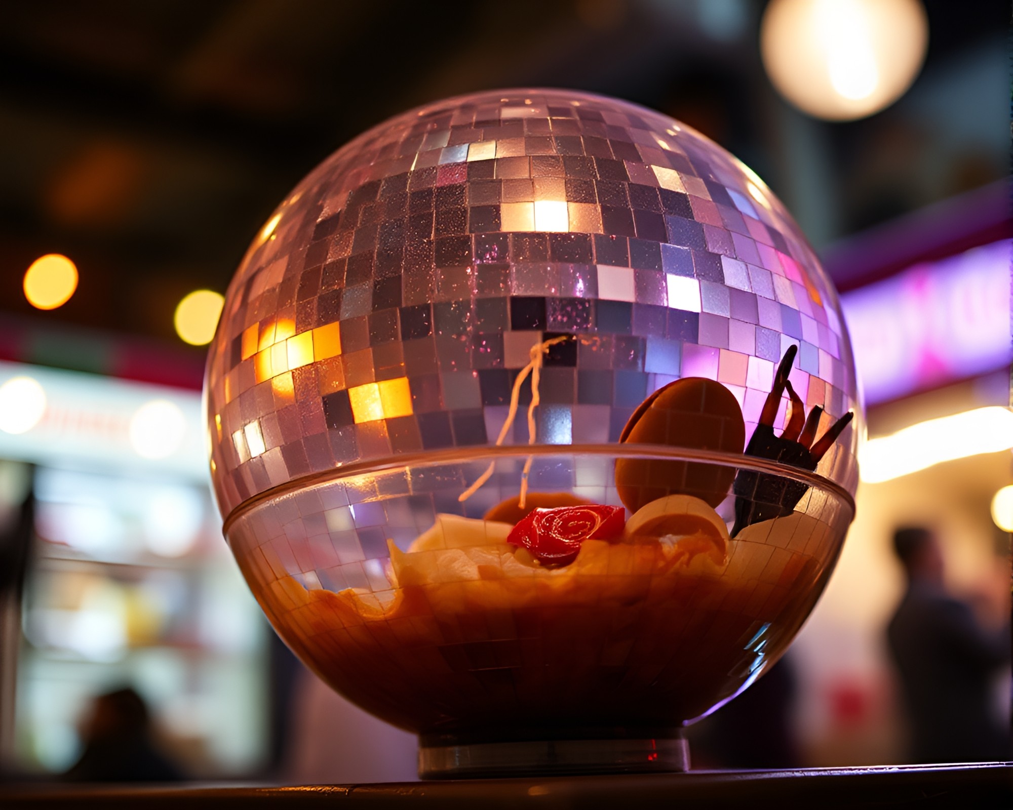 Hatching Ramen Bowl Double Exposure Disco Ball – free AI stock image