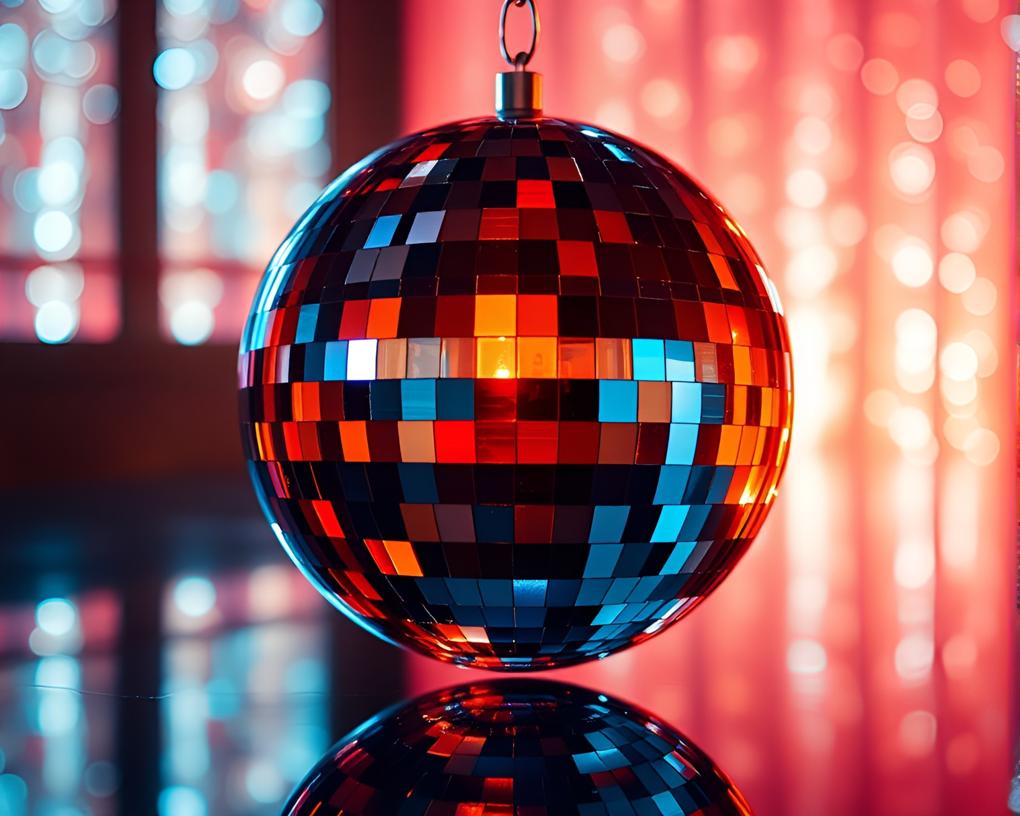 Digital Glitch Disco Ball Reflection – free AI stock image