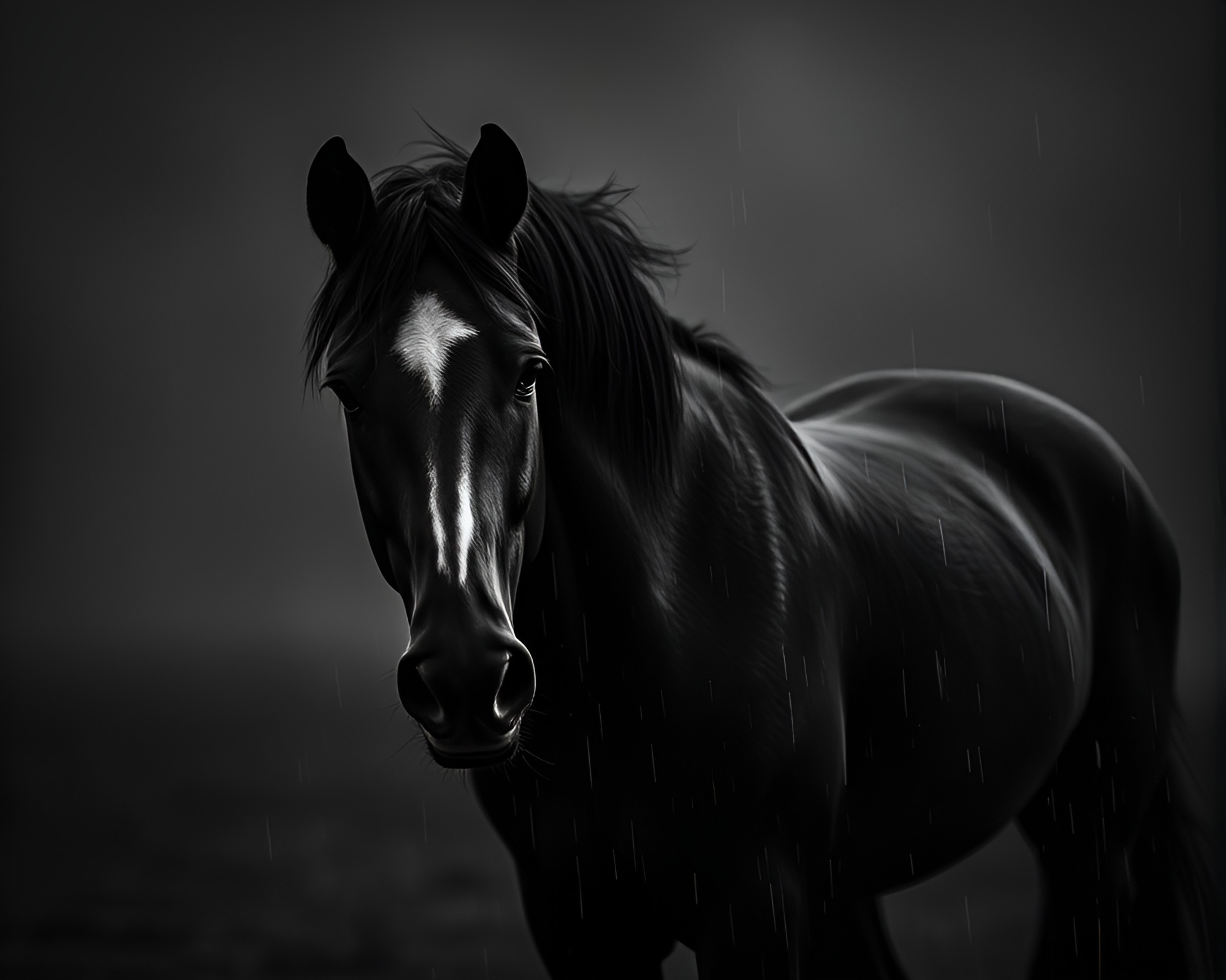 Wild Stallion Amidst Desaturated Metallic Scratches – free AI stock image