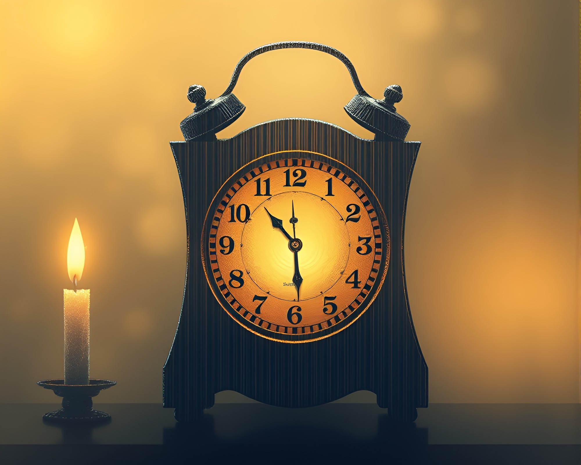 Mystical Chrono Clock Etched in Candlelight Glow – free AI stock image