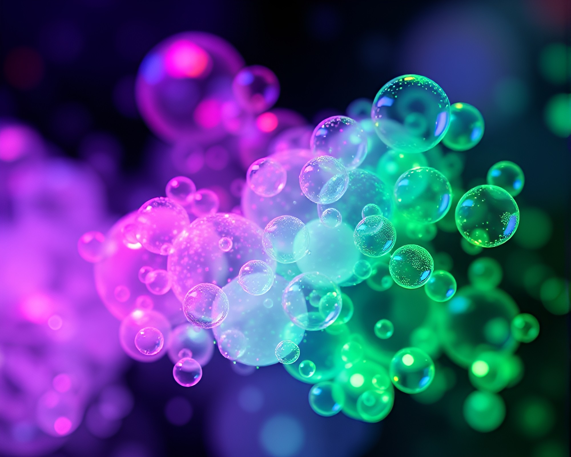 Bioluminescent Bubble Clusters in 3D Bio-Printer Simulation – free AI stock image