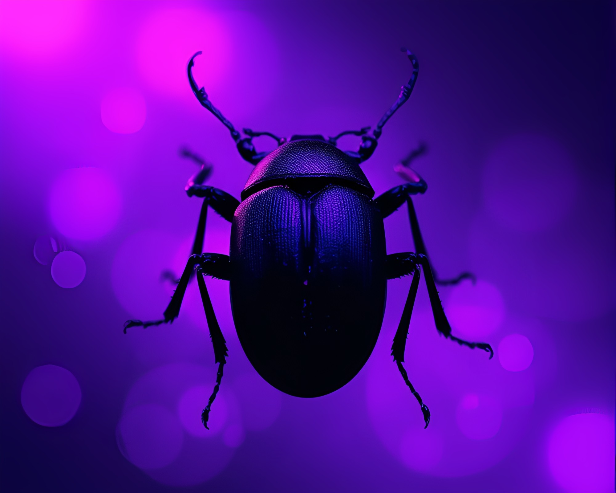 Twilight Beetle Silhouette in Neural Style Transfer – free AI stock image