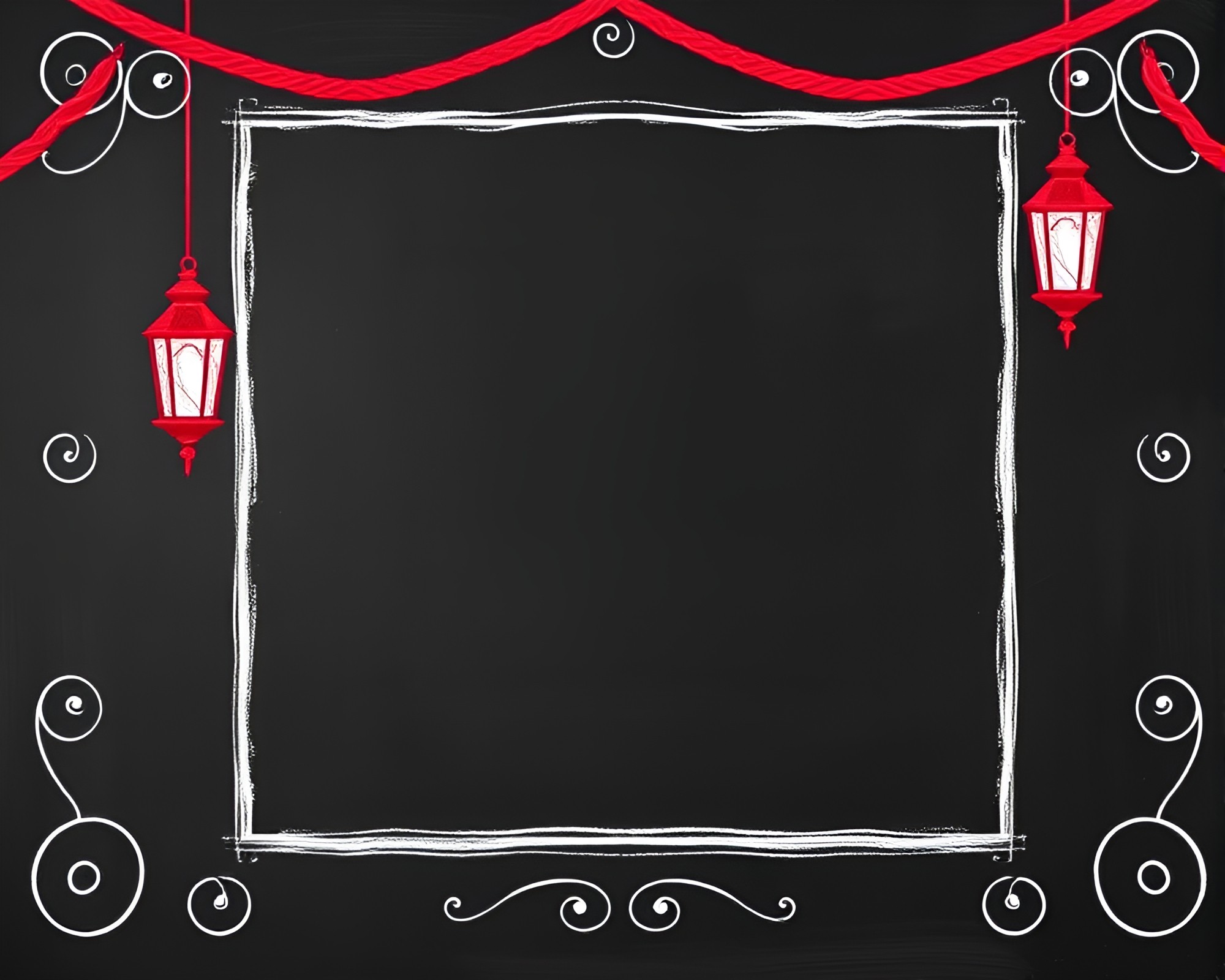 Chalkboard Lantern Vignette with Ruby Red Mood – free AI stock image