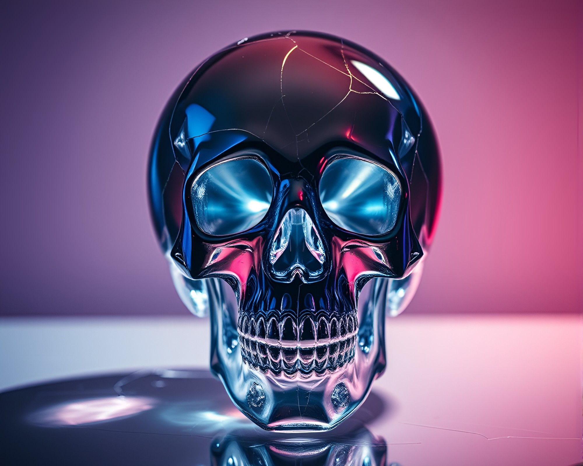 Shattered Skull Reflection in Disco Ball Glint – free AI stock image