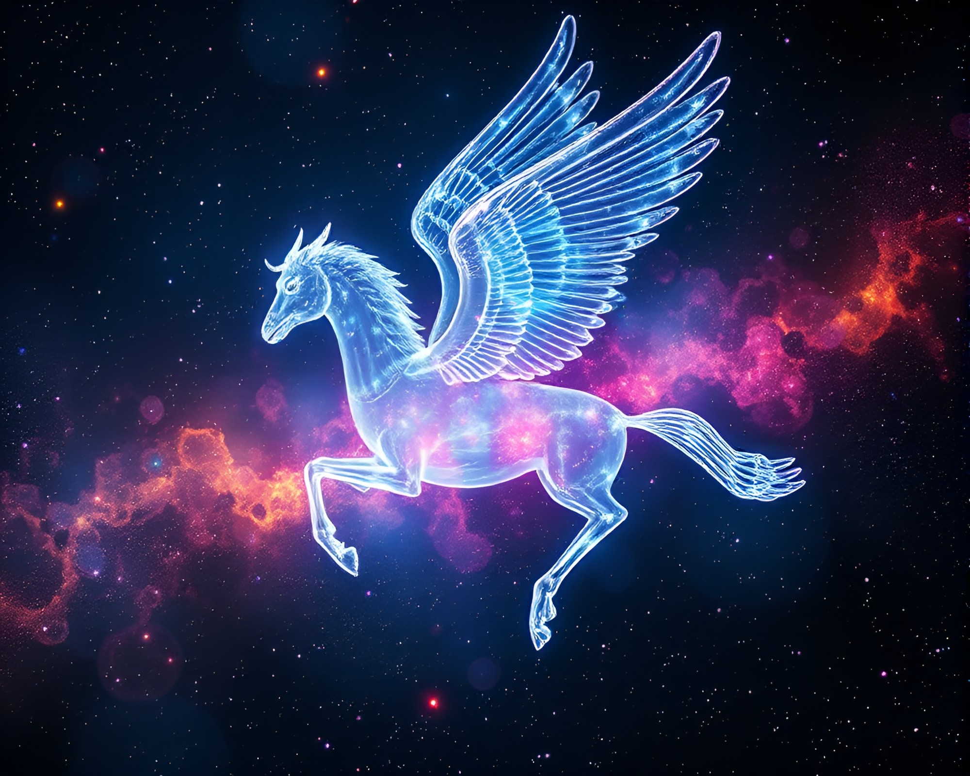 Ethereal Pegasus Encased in Iridescent Bubble Clusters – free AI stock image