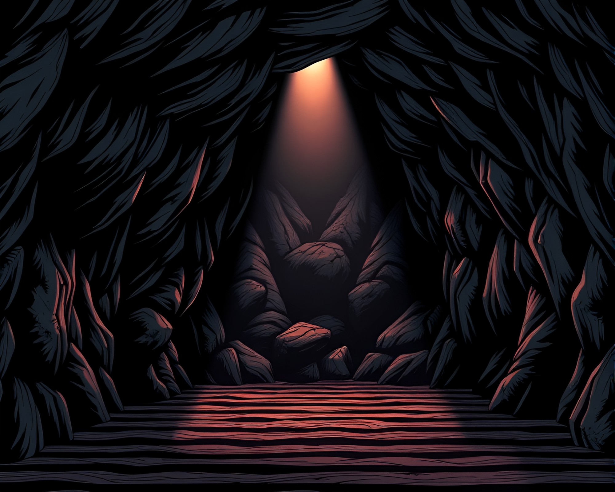 Striped Cavern Illuminated in Manga Theatrics – free AI stock image