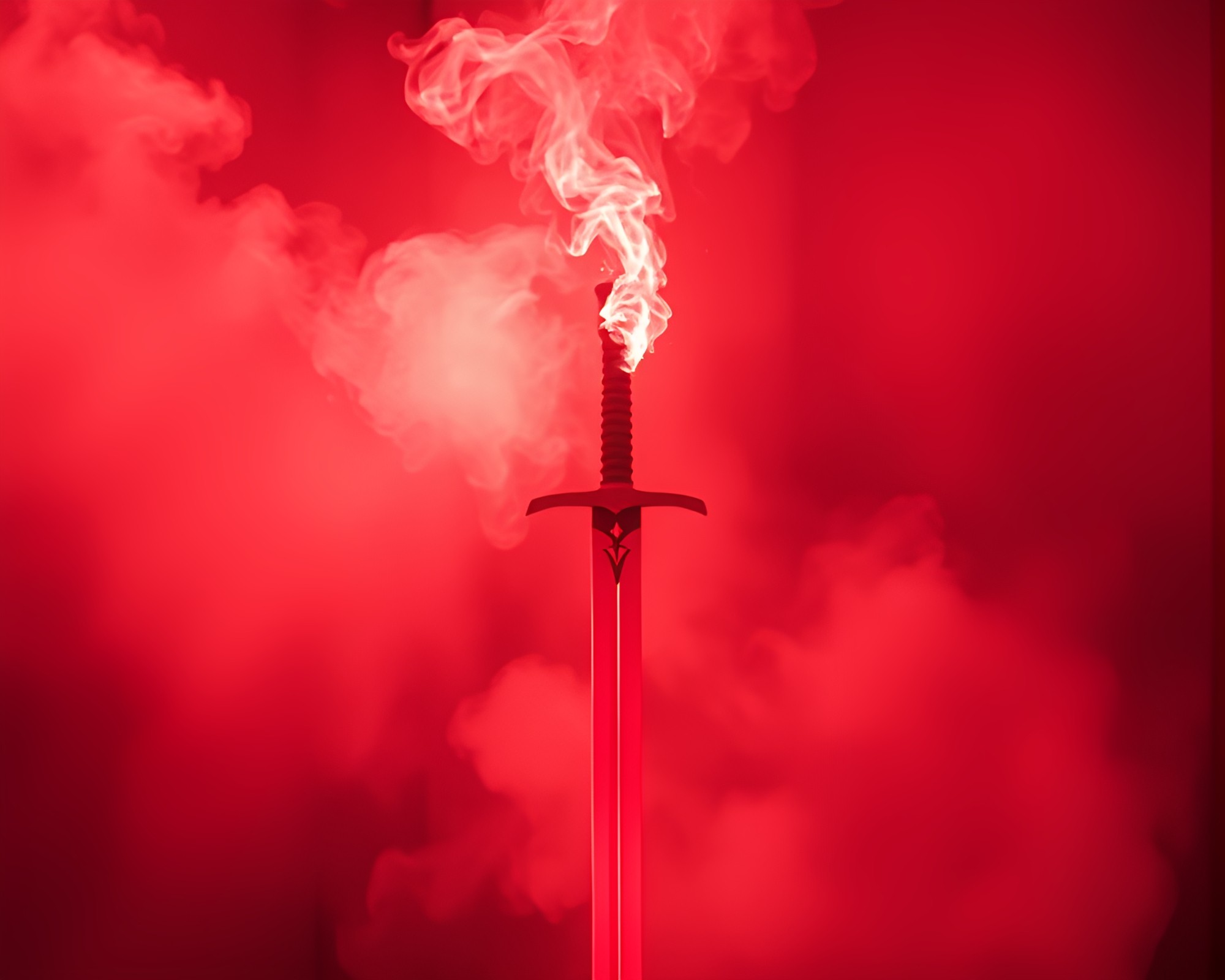 Ethereal Samurai in Crimson Mist – free AI stock image