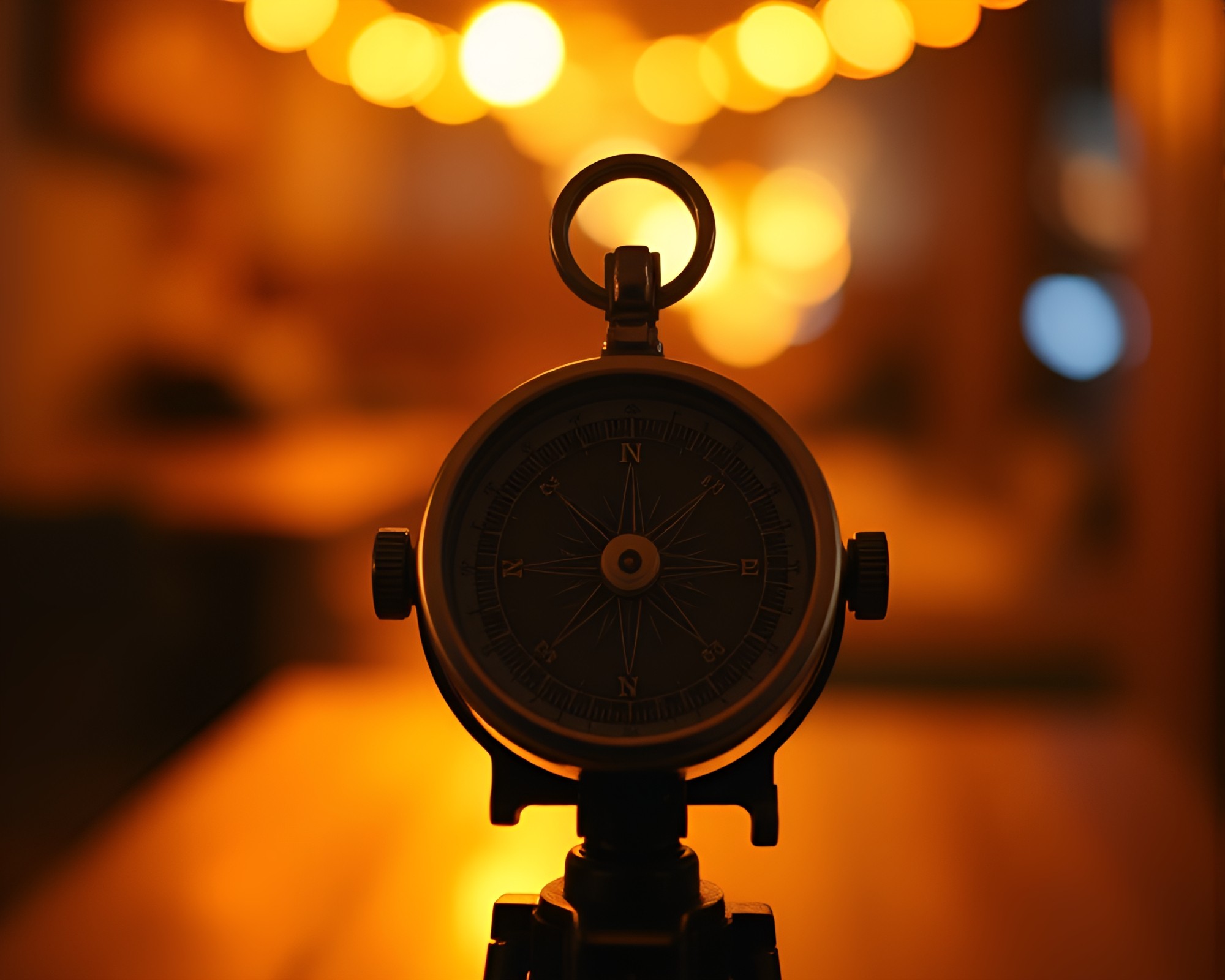 Vintage Compass with Light Leaks in Retro VHS Style – free AI stock image