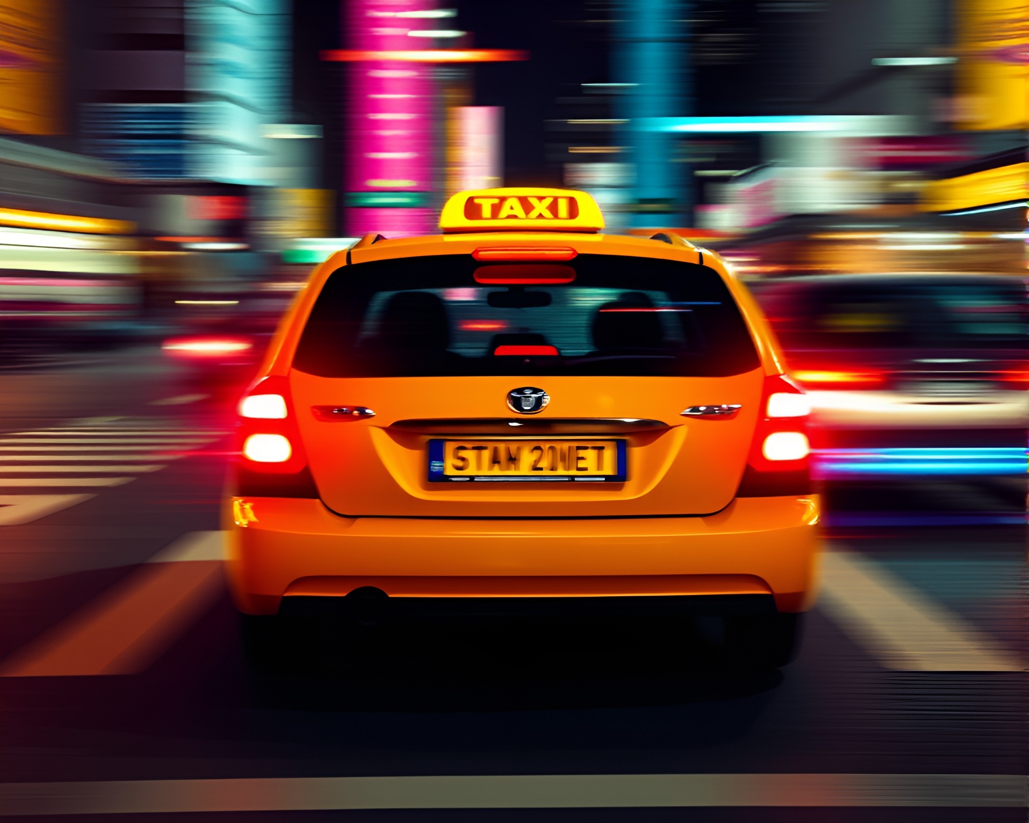 Taxi Blur Streak in 16-Bit Gravity Boots Adventure – free AI stock image