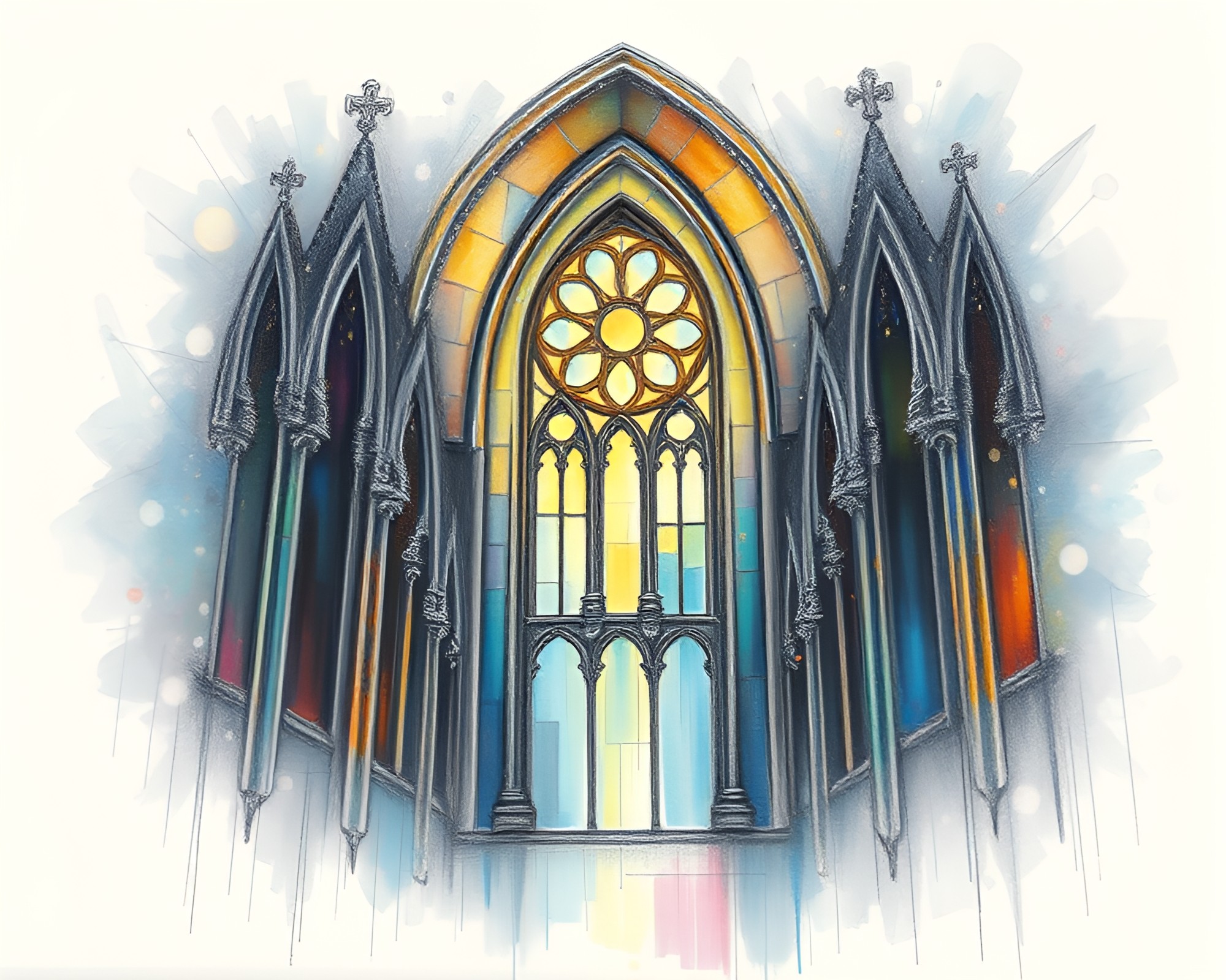 Cyborg in Cathedral Light, Pastel Drawing – free AI stock image