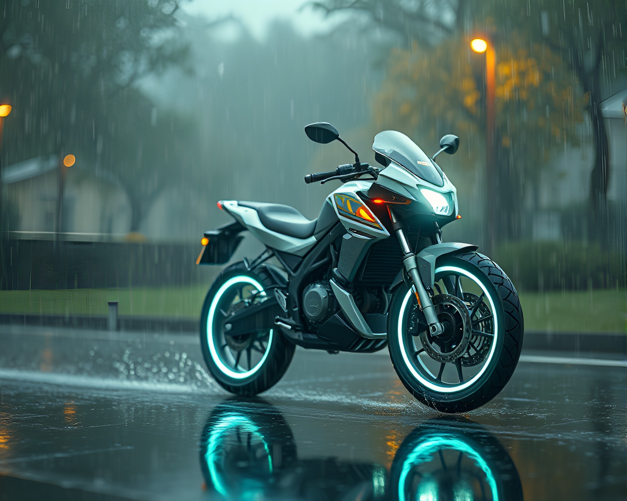 Rain-Drenched Hoverbike Dream in Low-Poly 3D – free AI stock image
